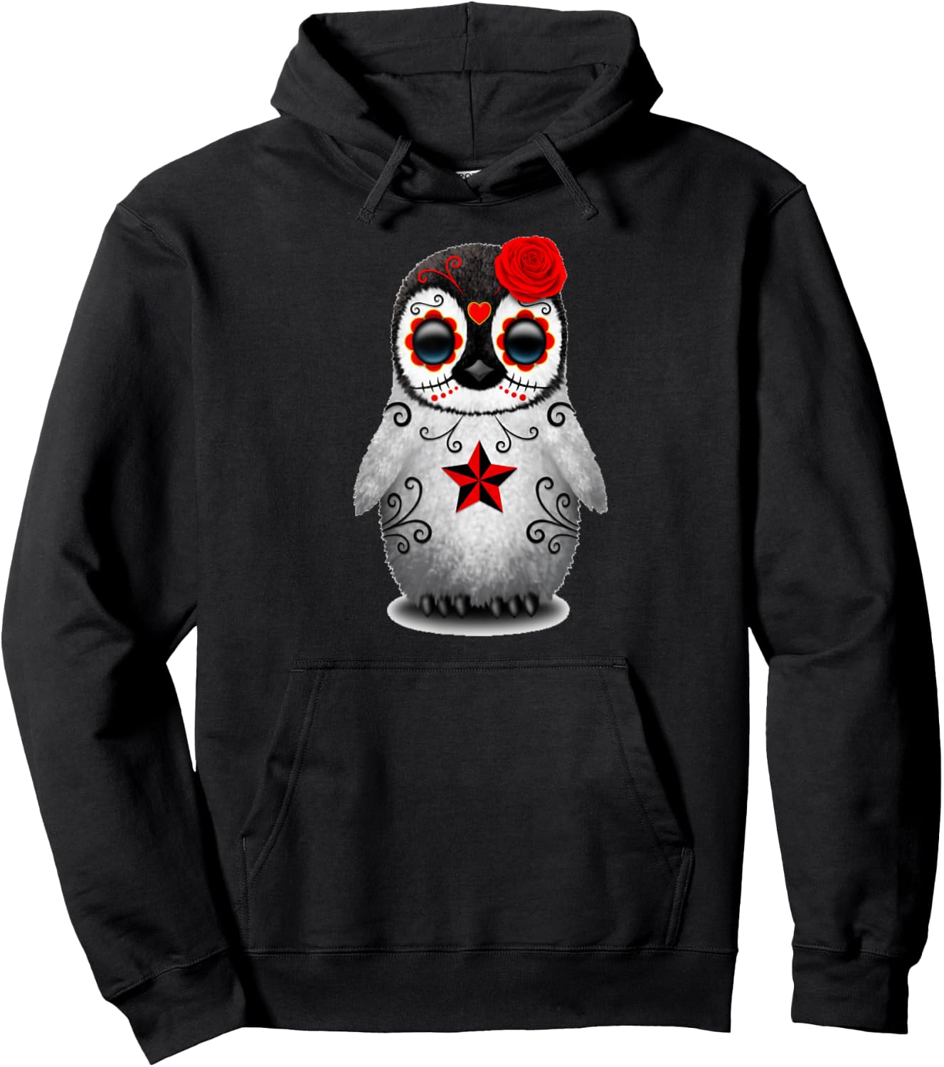 Sugar Skull Penguin Day Of The Dead Halloween Hoodie - Hoodie | Black