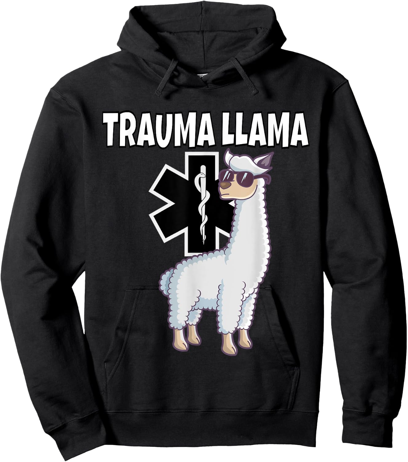 Funny Trauma Llama EMT Medic EMS Gift Hoodie - Hoodie | Black