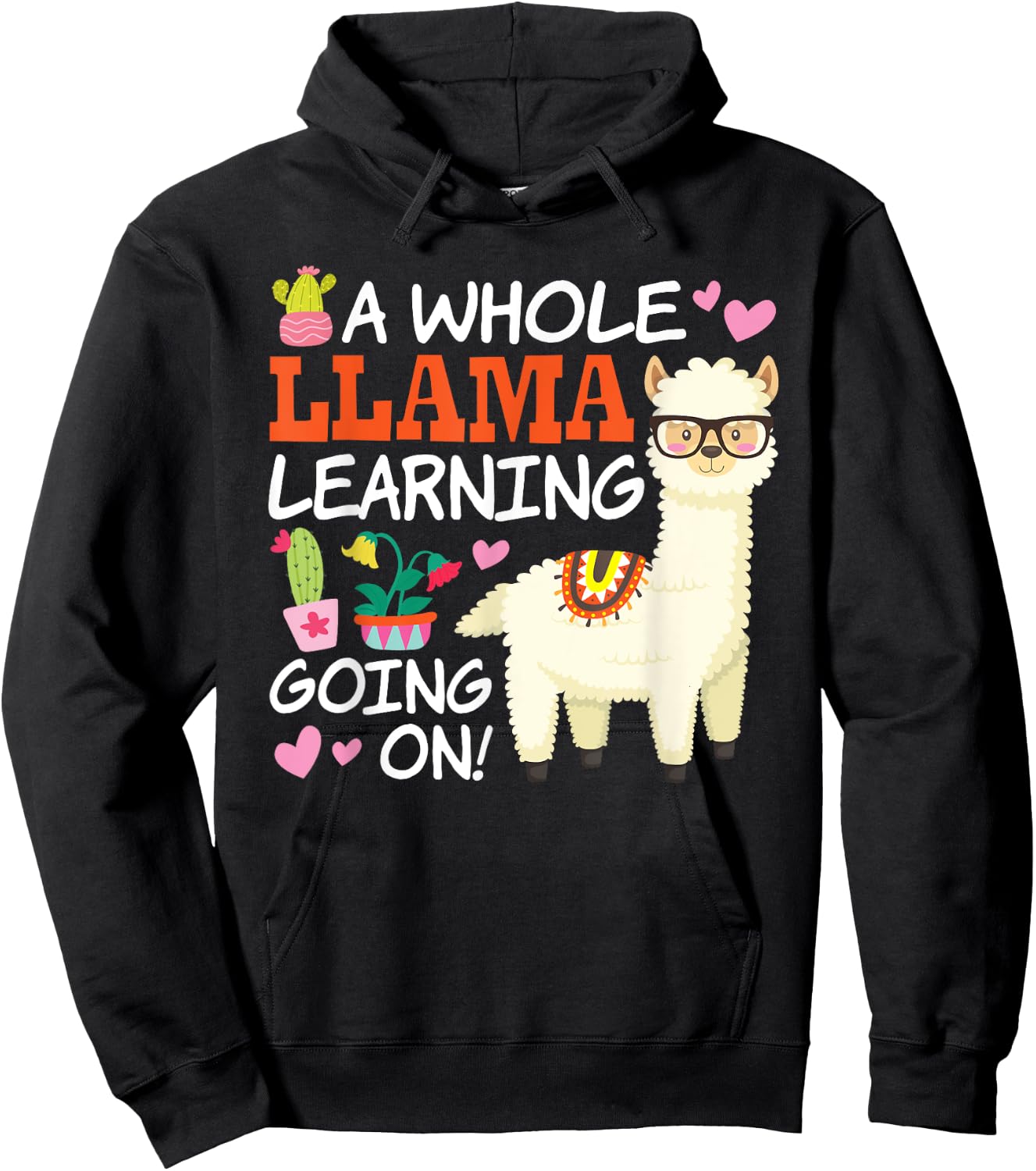 Llama Learning T Shirt Teachers Students Alpaca Lovers Gift Hoodie - Hoodie | Black