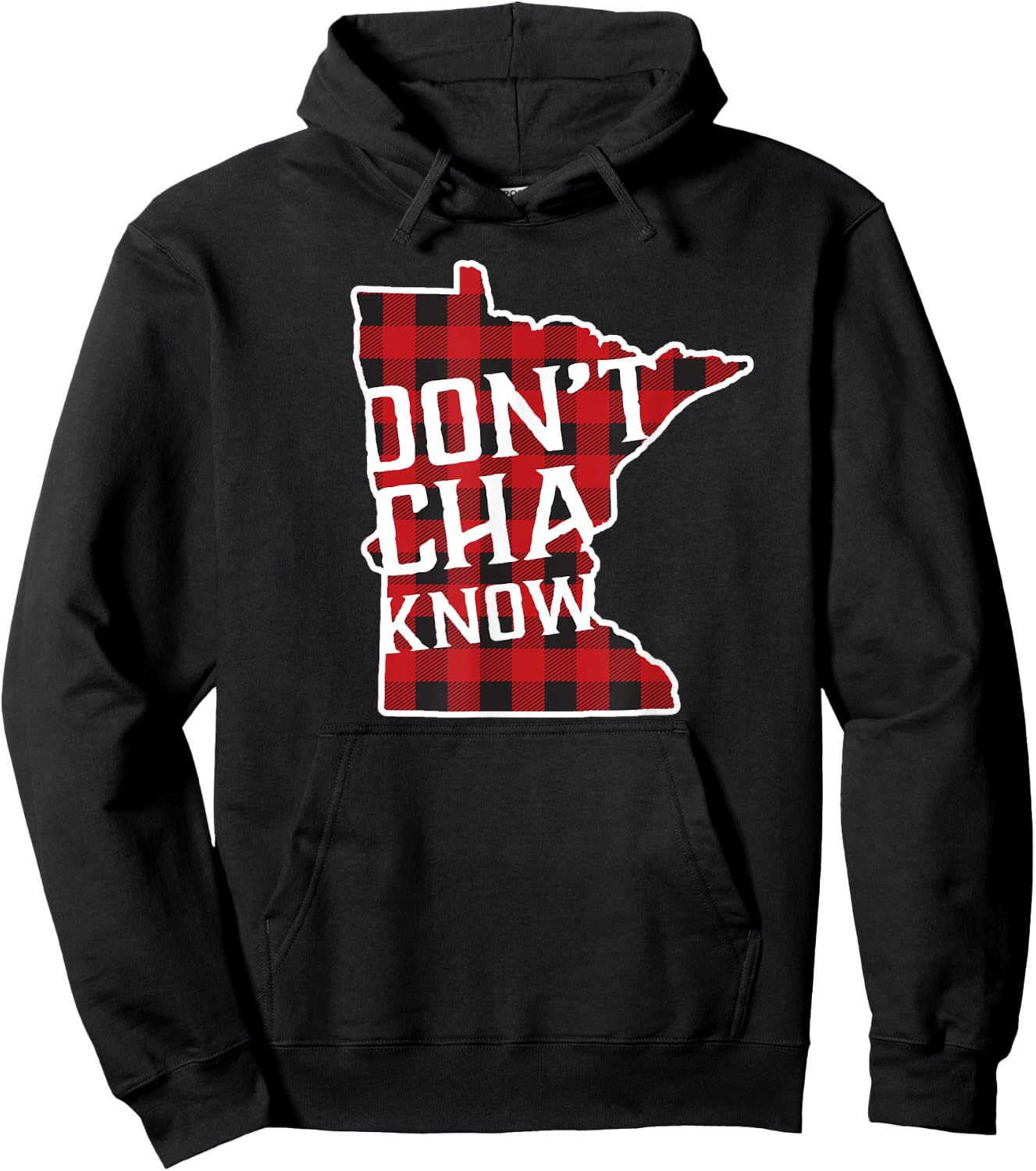 Minnesota Don't Cha Know Buffalo Plaid Hoodie - Hoodie | Black