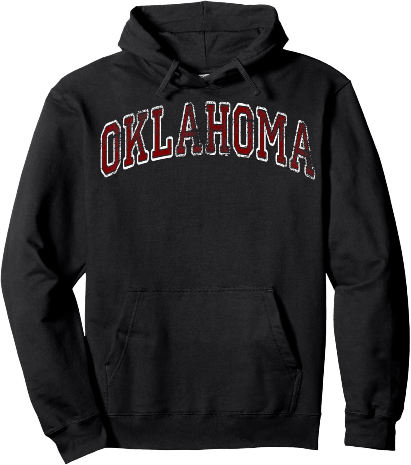 Oklahoma OK Vintage Varsity Red Text Girl Boy Men Women Hoodie - Hoodie | Black