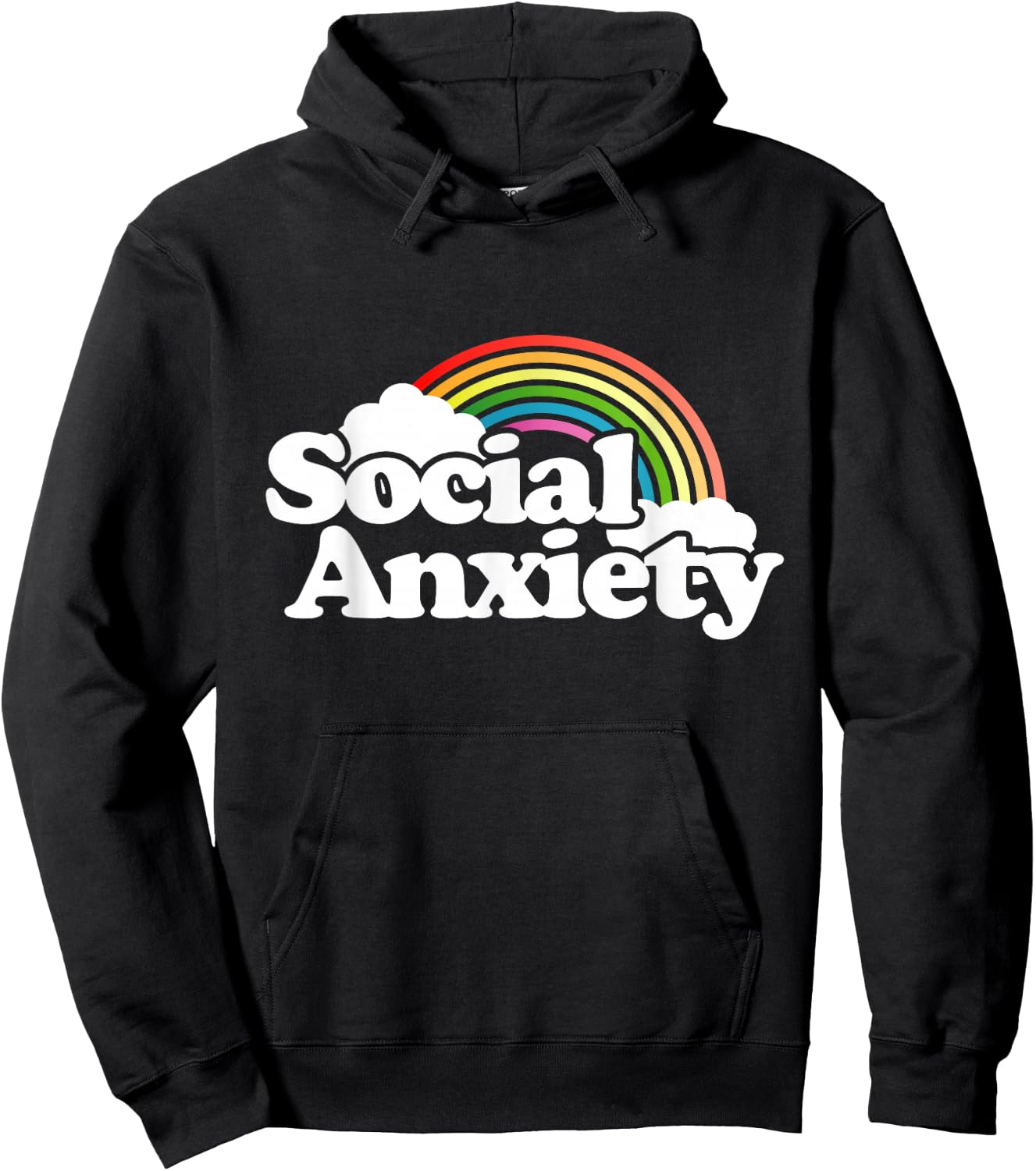 Social Anxiety shirt rainbow funny retro joke Hoodie - Hoodie | Black