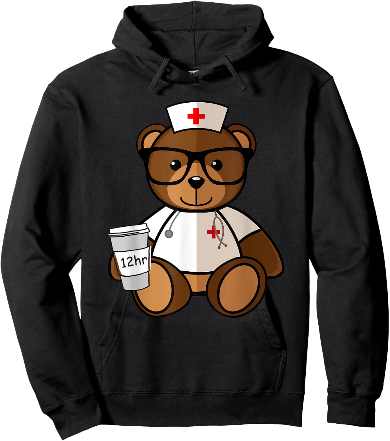 Teddy Bear Nurse Nursing for Valentine Day Gifts Hoodie - Hoodie | Black