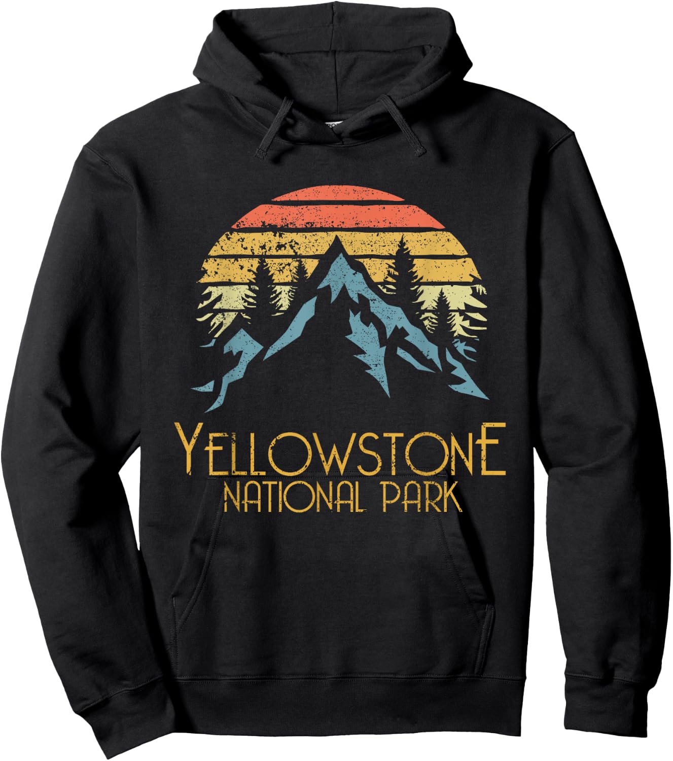 Vintage Retro Yellowstone National Park WY T Shirt Hoodie - Hoodie | Black