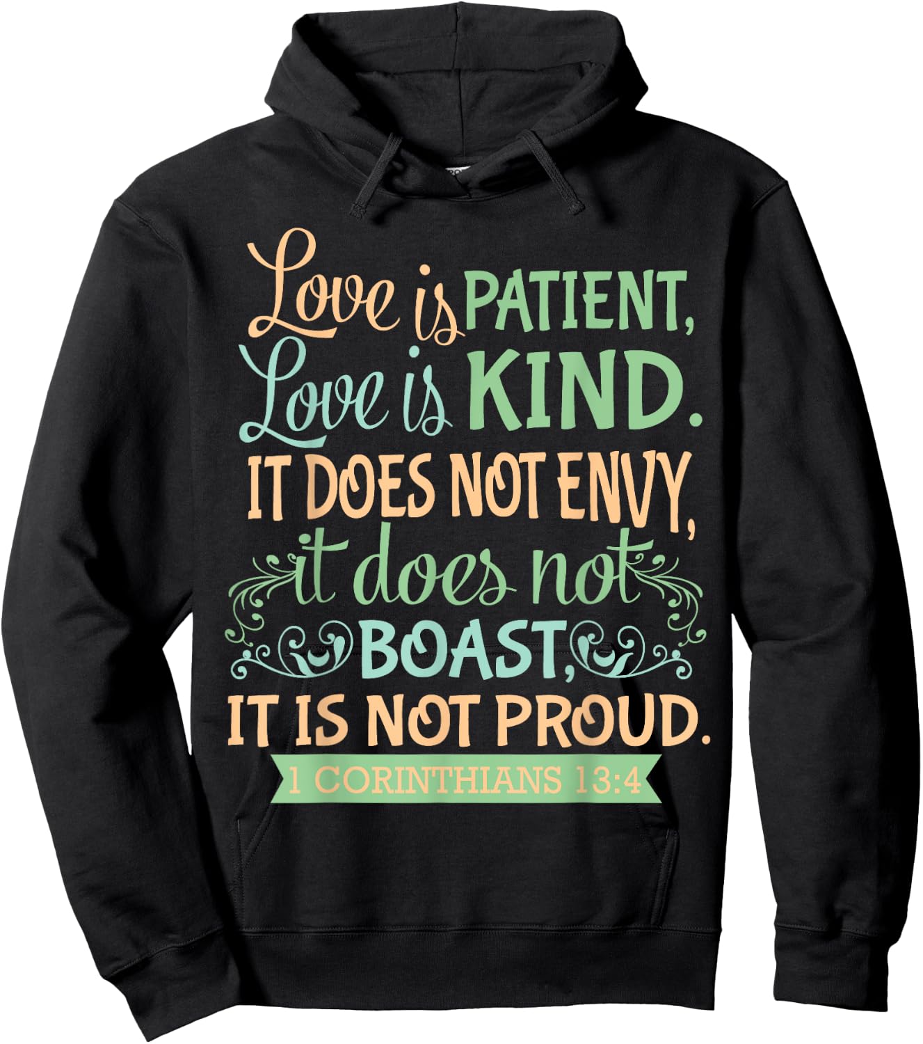 Christian Bible Verse Quote - 1 Corinthians 13:4 Hoodie - Hoodie | Black