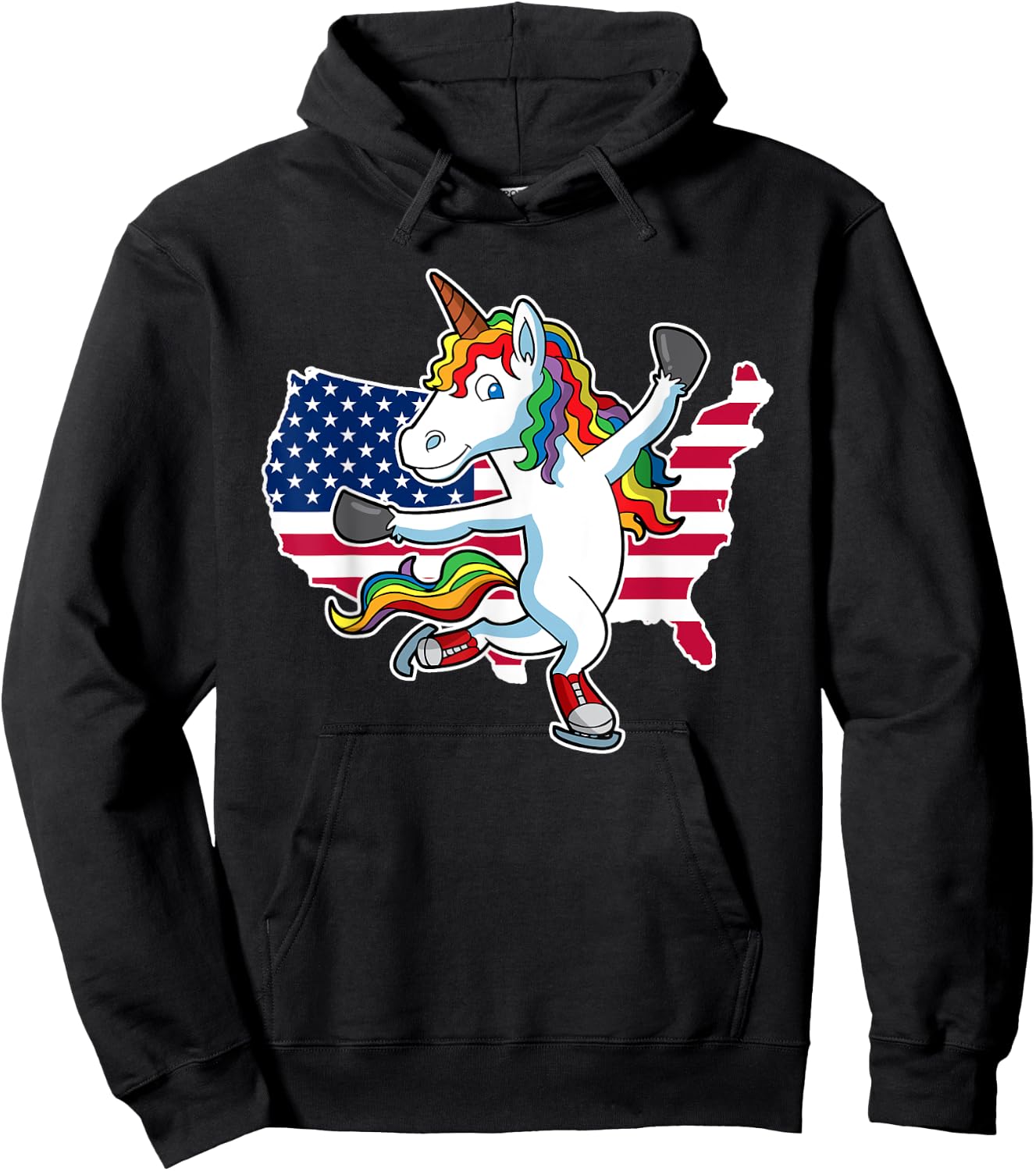 Unicorn Figure Skating USA Shirt Hoodie - Hoodie | Black
