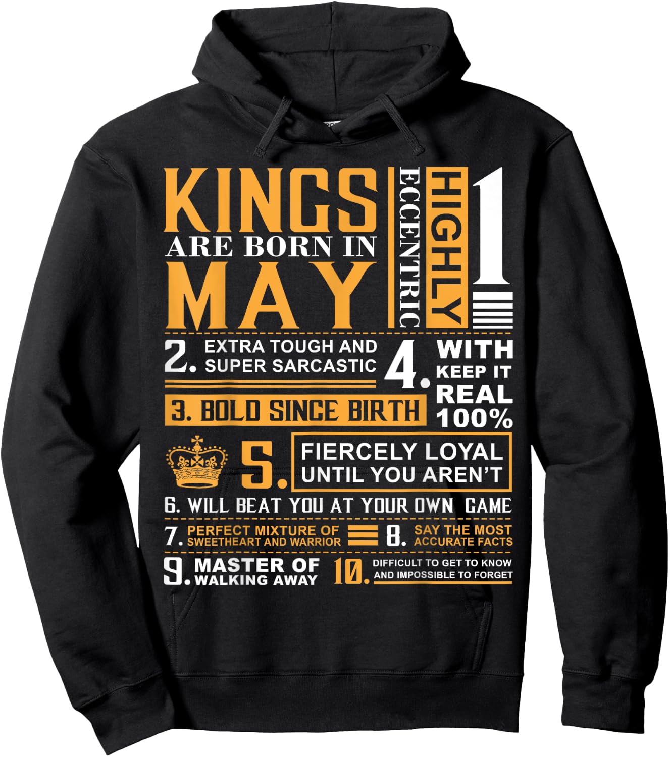May Birthday Gifts - Kings are Born In May Hoodie - Hoodie | Black