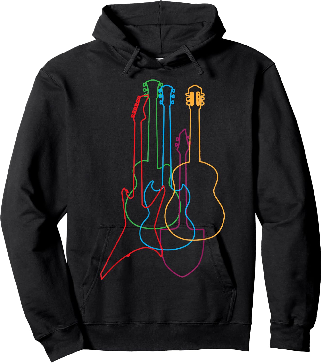 UAB KIDKIS Colored Guitars Electric Acoustic Classical Gift - Black - S - - Short Sleeve - - Guitar Design - Birthday - Music Lovers Hoodie - Hoodie | Black