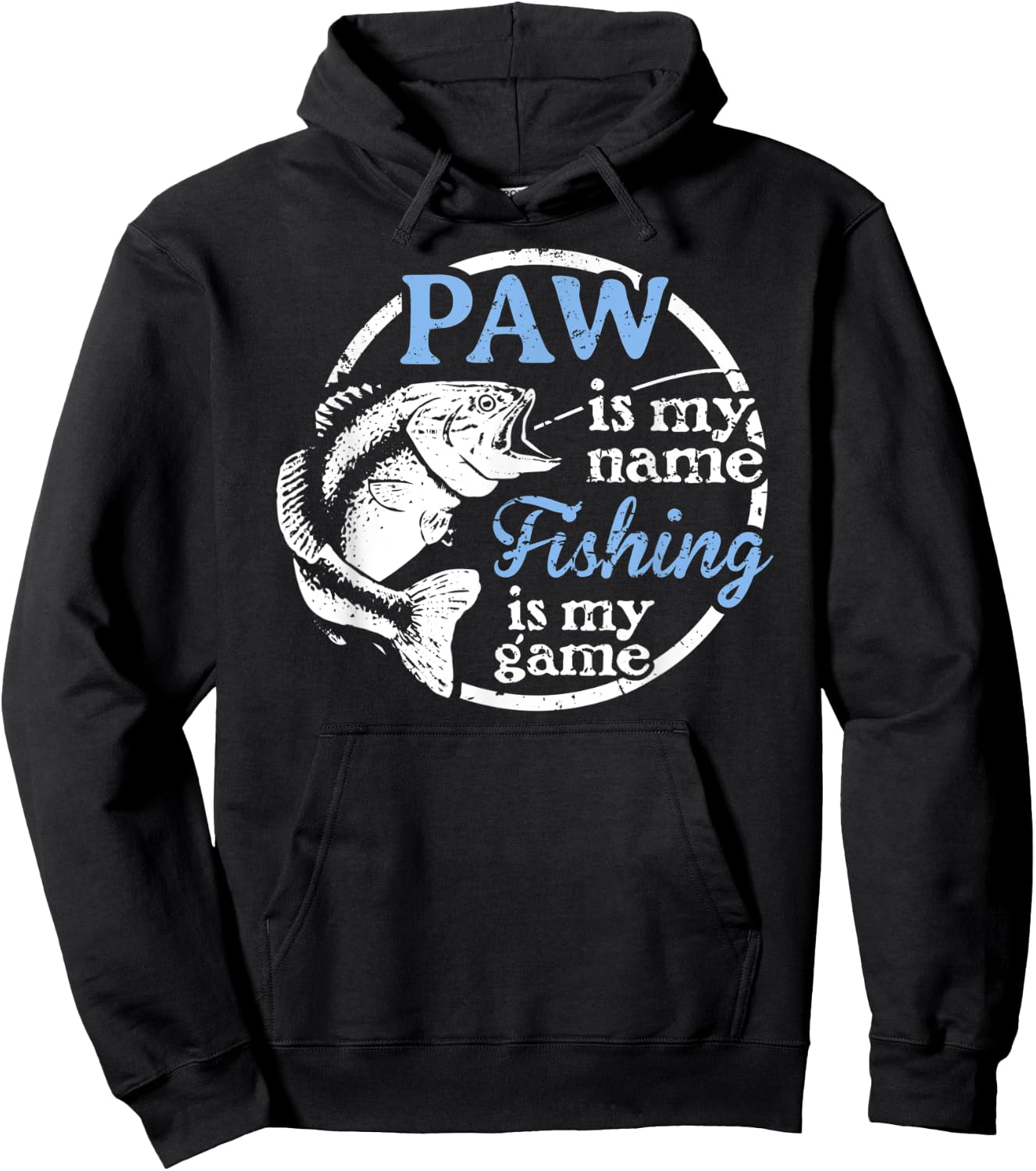 Fishing Paw Fathers Day Gift Dad fisherman Hoodie - Hoodie | Black
