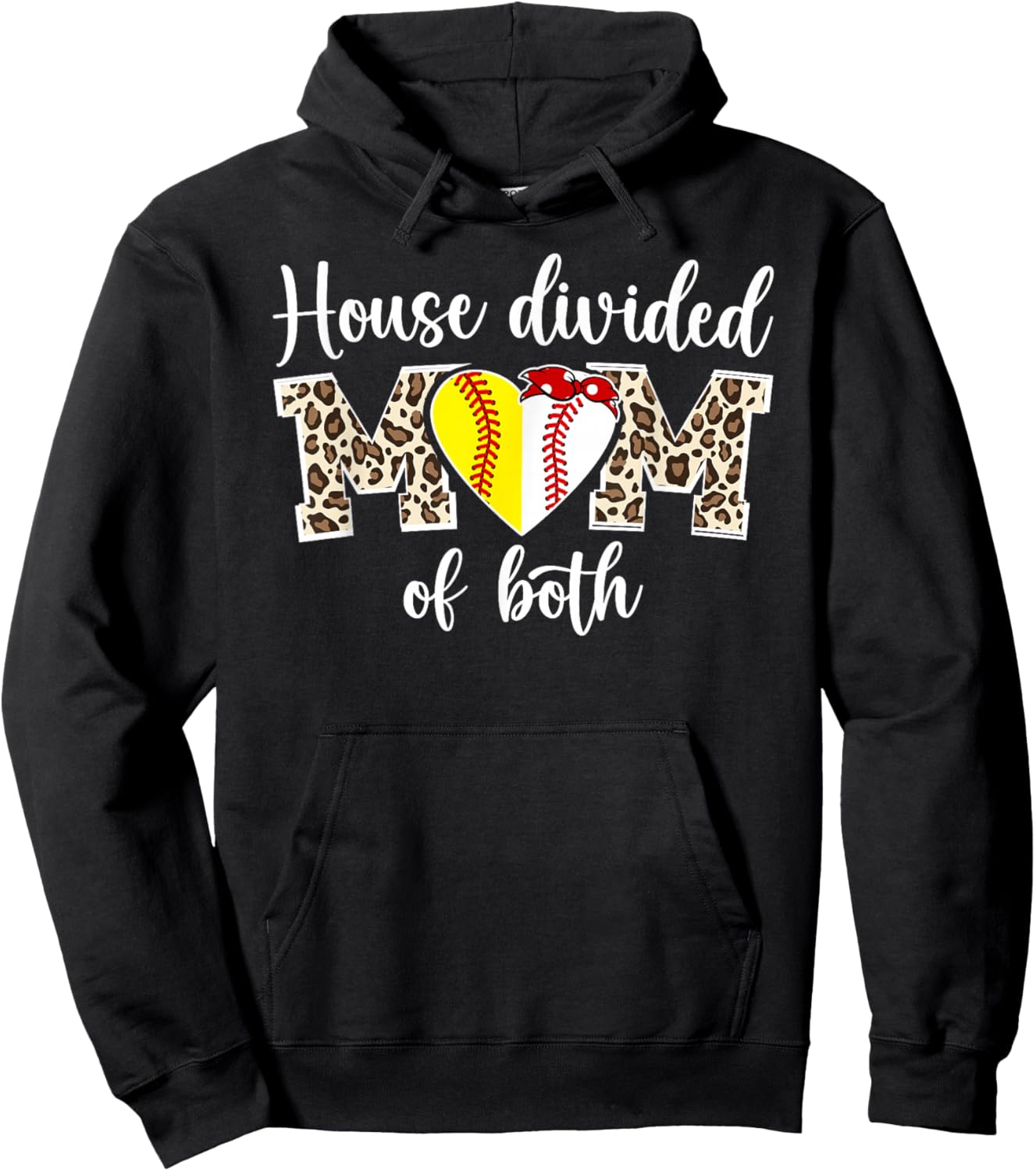 House Divided Mom of Both Softball Baseball Mom Hoodie - Hoodie | Black