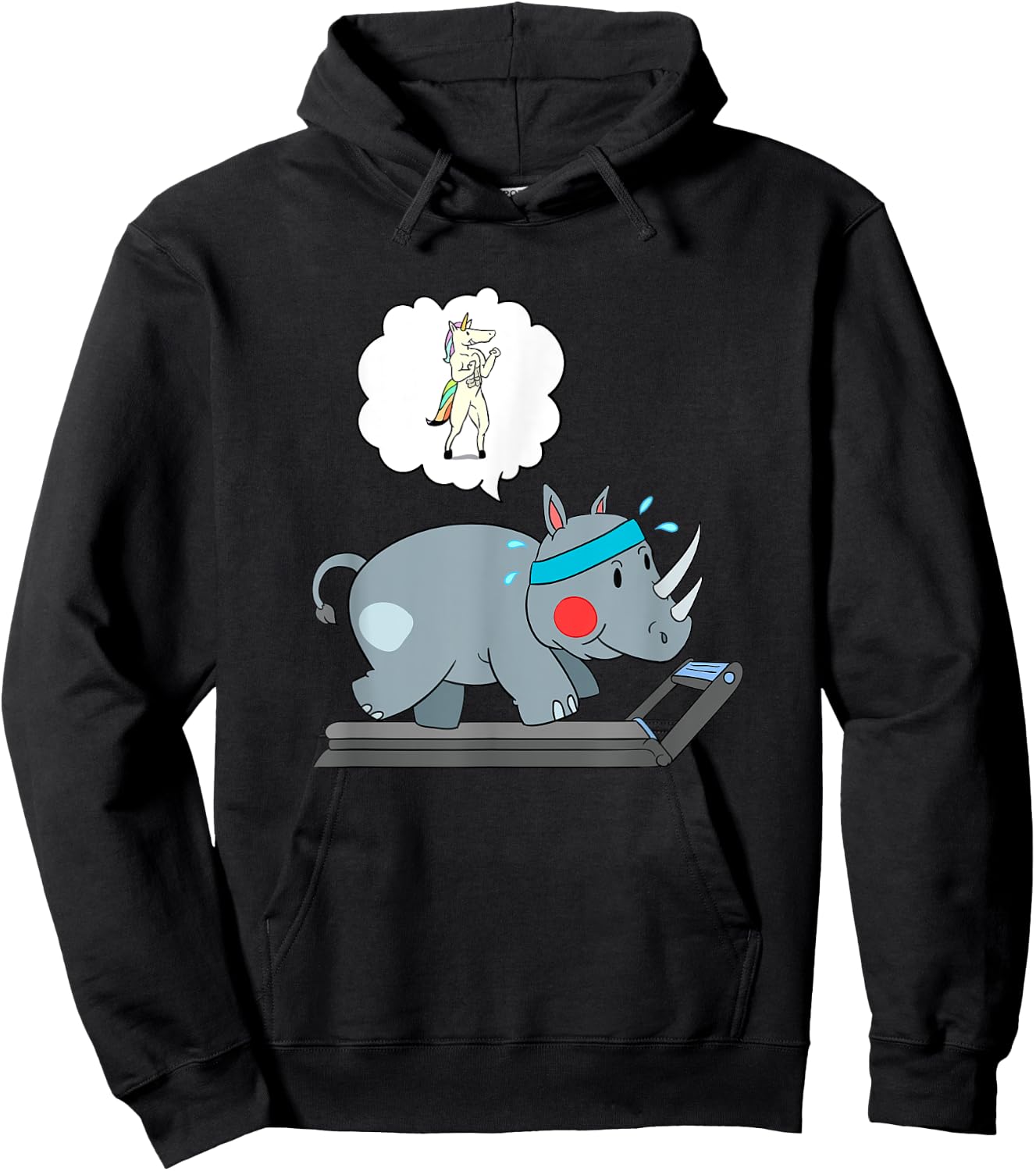 Rhino and Unicorn Cardio - Funny Running Hoodie - Hoodie | Black