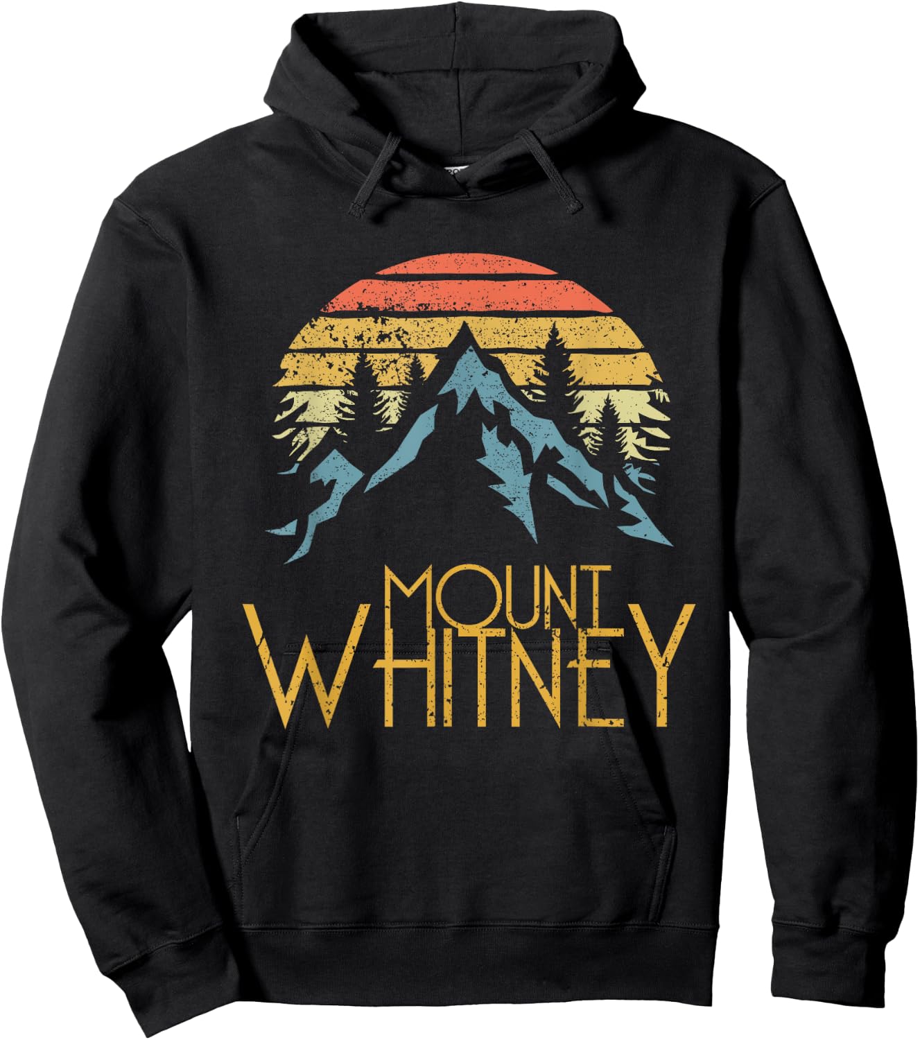 Vintage Retro Mount Whitney CA Camping Mountain Hoodie - Hoodie | Black