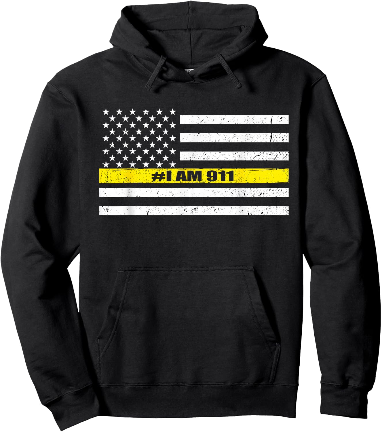 Thin Gold Line Flag 911 Dispatcher I Am 911 Hoodie - Hoodie | Black