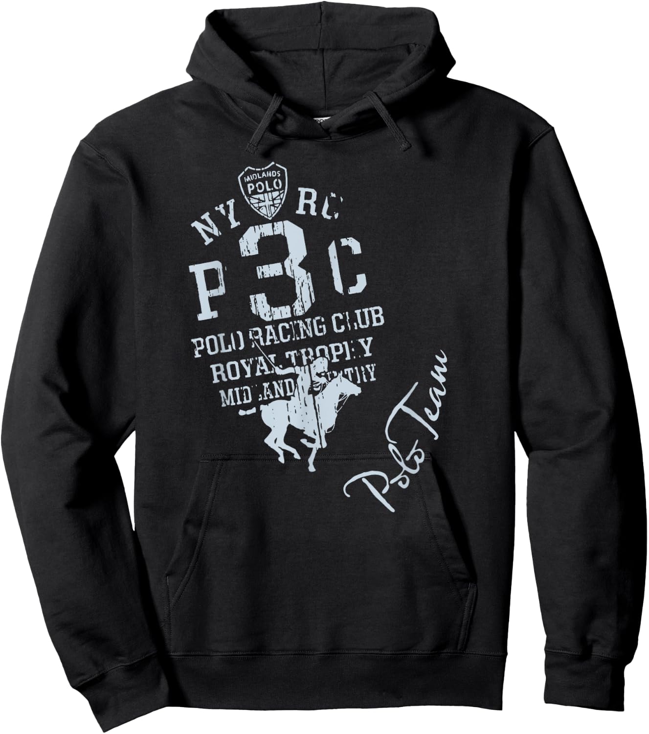 Horseback Polo Riding & Polo Player Equestrian Women Men Dad Hoodie - Hoodie | Black