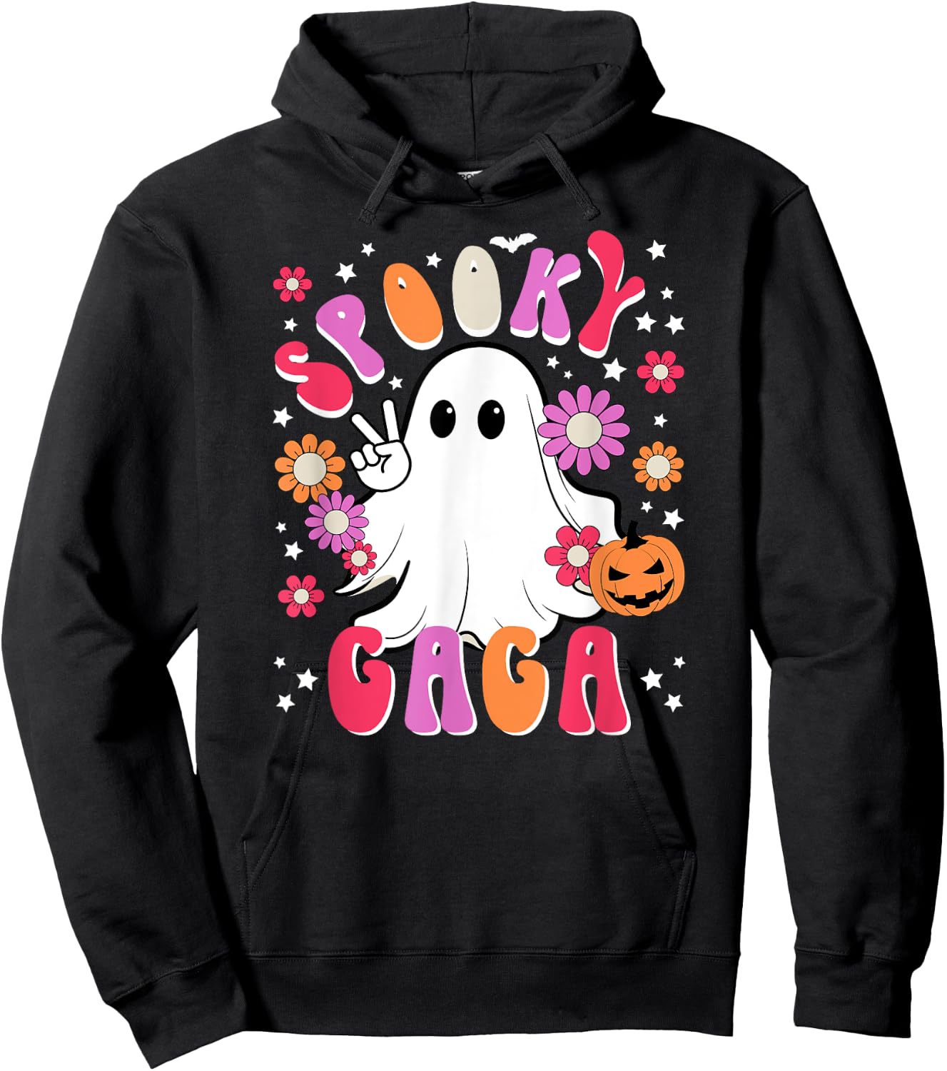 Spooky Gaga Grandma Halloween Gaga Grandmother Groovy Hoodie - Hoodie | Black