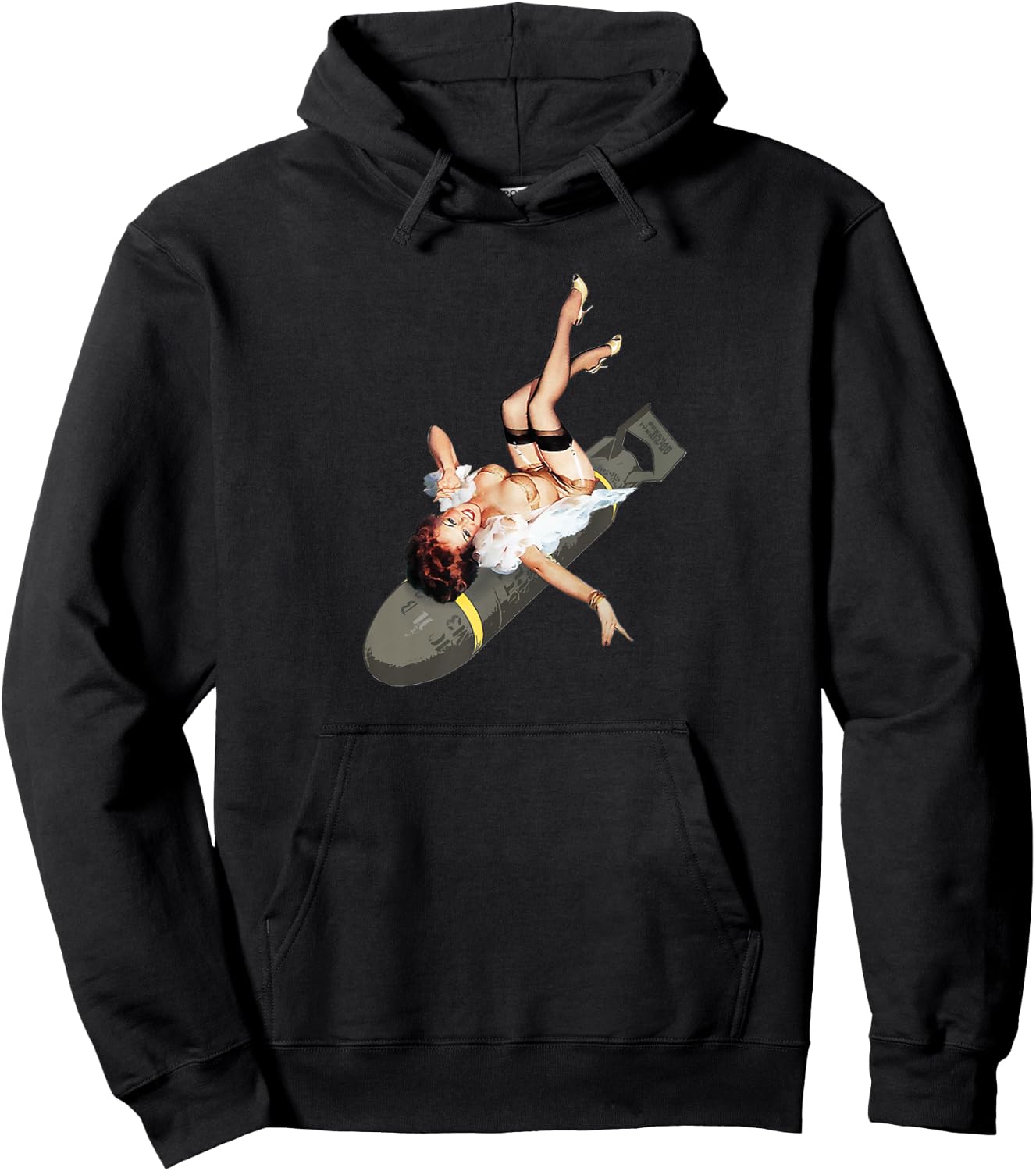 Pin Up Girl Bombs Away WWII Vintage Poster Hoodie - Hoodie | Black