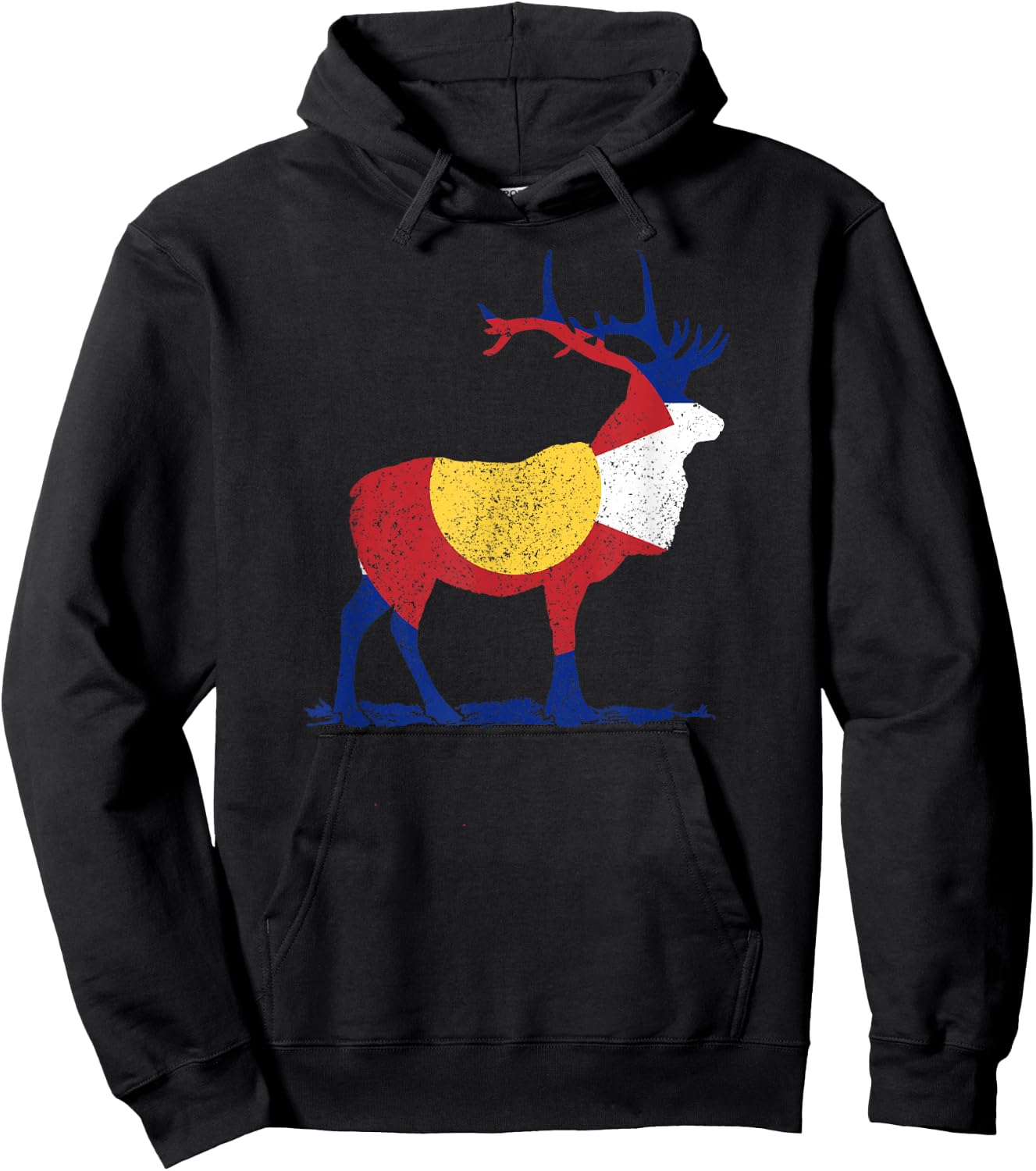 Colorado Elk Hunting CO Flag Nature Hiking Elk Hunter Gift Hoodie - Hoodie | Black