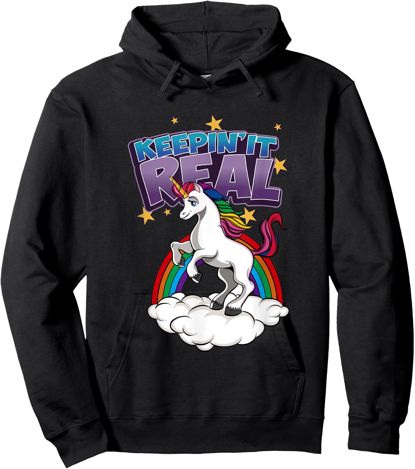 Keepin It Real Unicorn Hoodie - Hoodie | Black