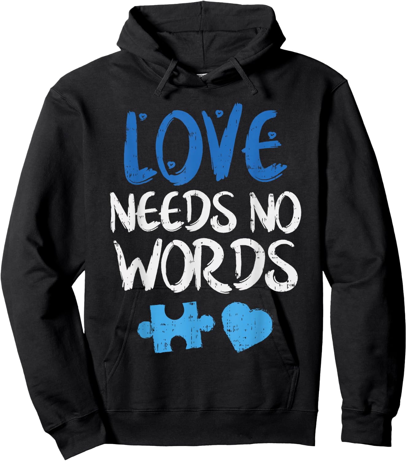 Love Needs No Words Autism Awareness Shirt Mom Dad Teacher Hoodie - Hoodie | Black