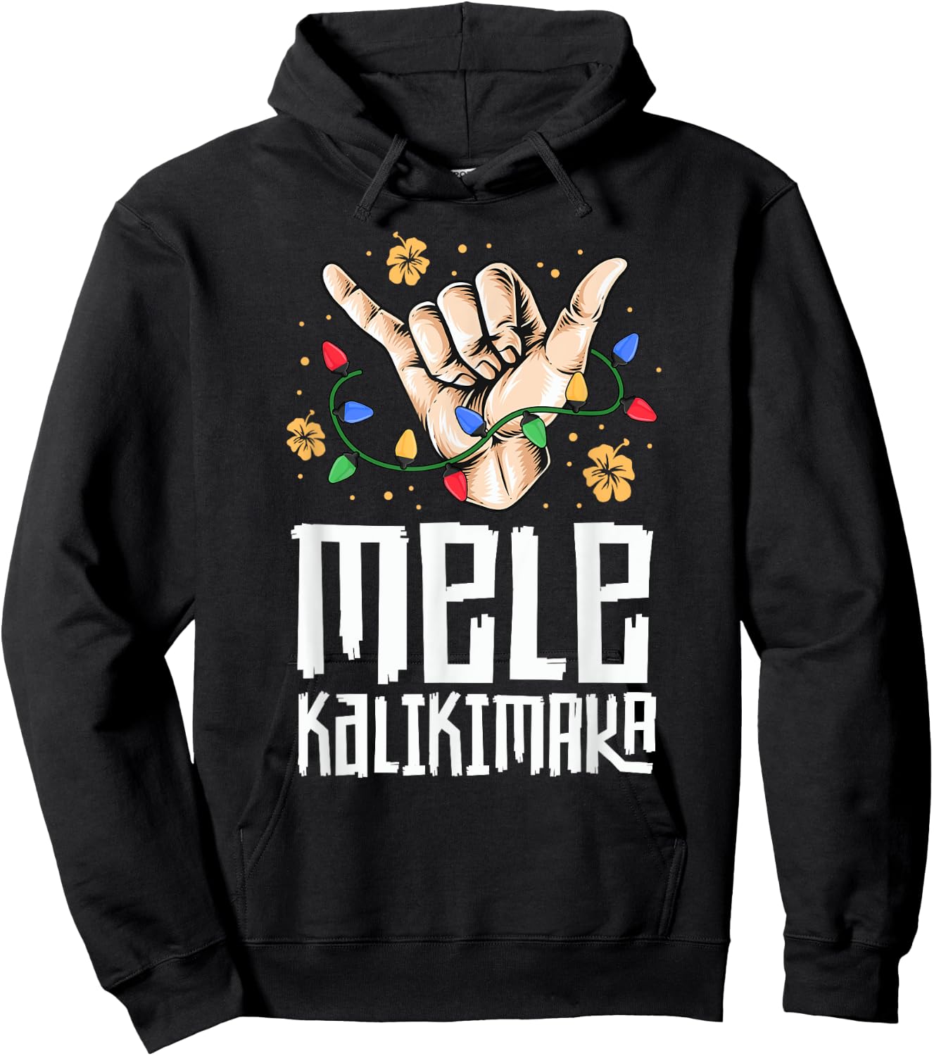 Hawaiian Christmas Shirt Men Mele Kaliki Shaka Kalikimaka Hoodie - Hoodie | Black