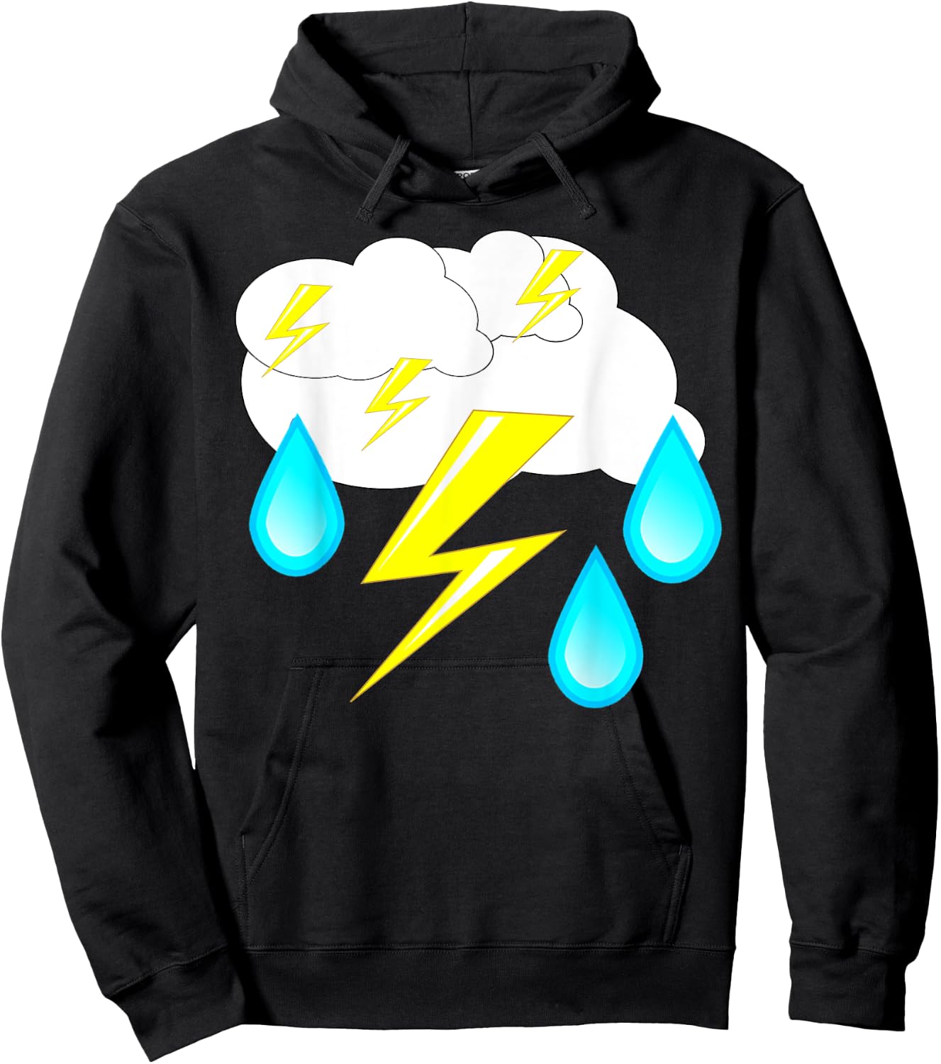 Lightning Bolts Rain Drops Thunder Storm Cloud Costume Shirt Hoodie - Hoodie | Black