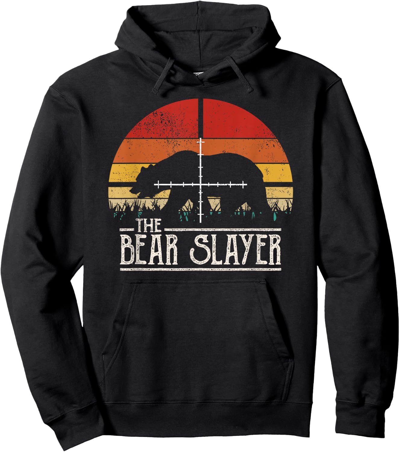Vintage Sunset Retro Style Bear Hunting Bear Slayer Hoodie - Hoodie | Black