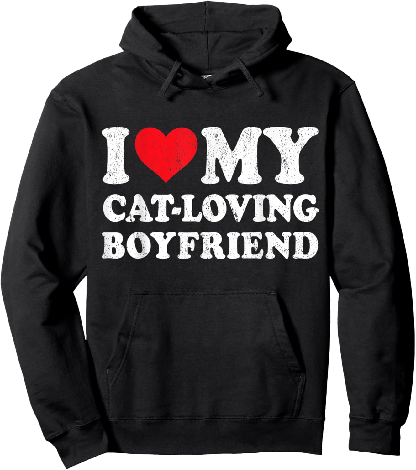 I Love My Cat-Loving Boyfriend Funny Girlfriend Valentines Hoodie - Hoodie | Black