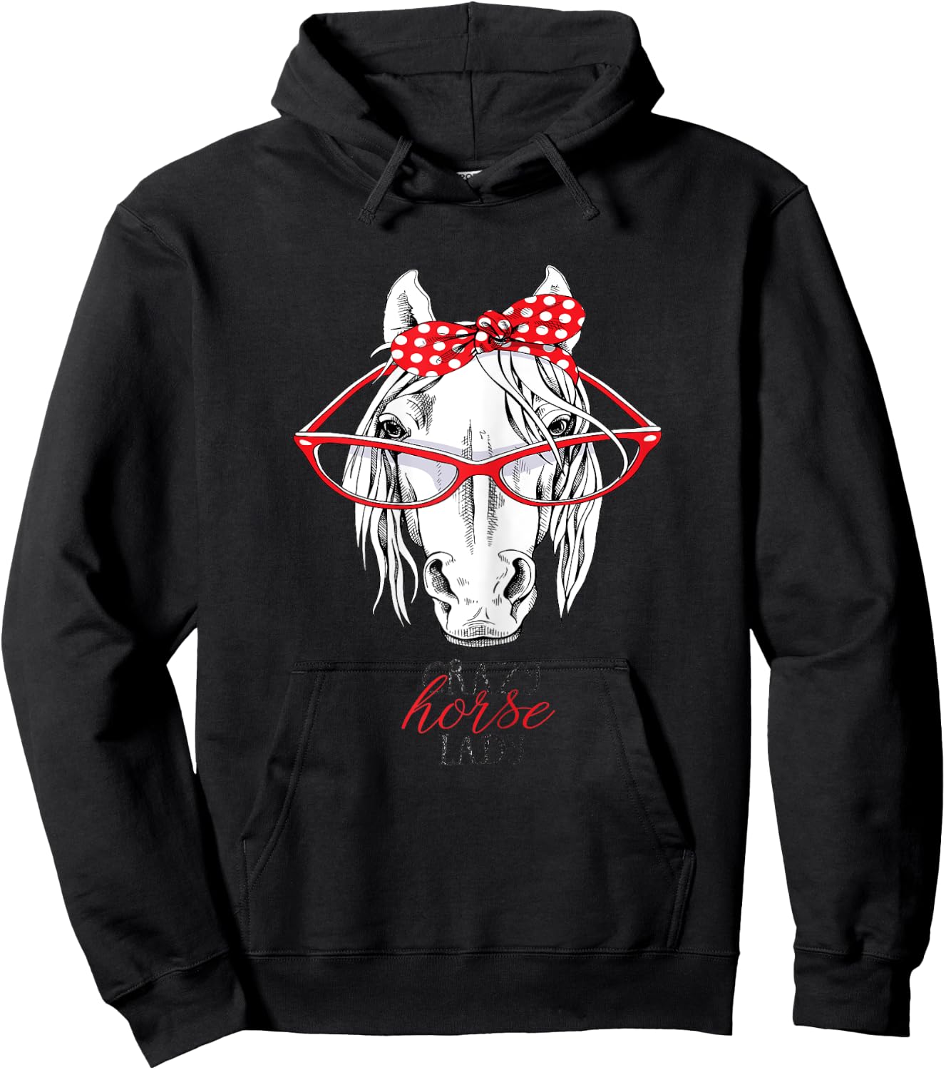 Crazy horse lady horse lover women Bandana Horseback Riding Hoodie - Hoodie | Black