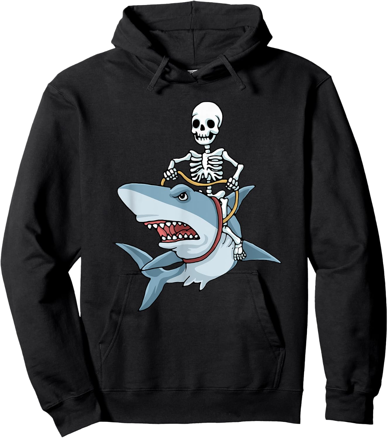 Halloween shark skeleton funny Halloween Hoodie - Hoodie | Black