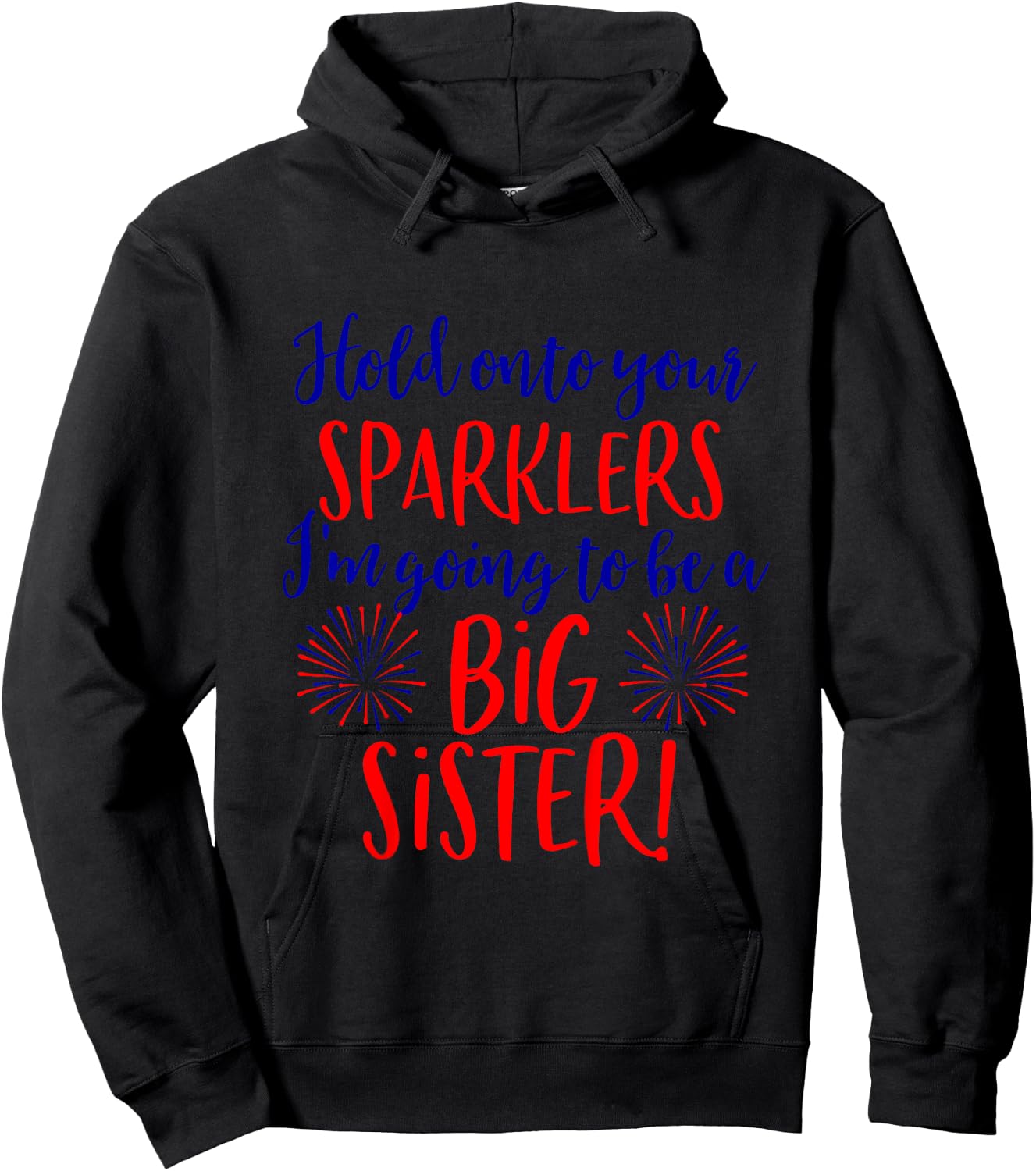 Big Sister Sparkler 4th of July Pregnancy Announcement Shirt Hoodie - Hoodie | Black