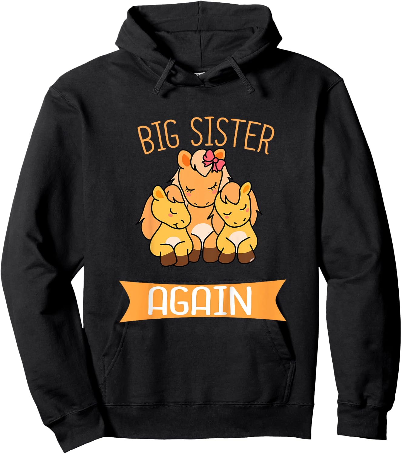 Big Sister Again Cute Horse Siblings Hoodie - Hoodie | Black