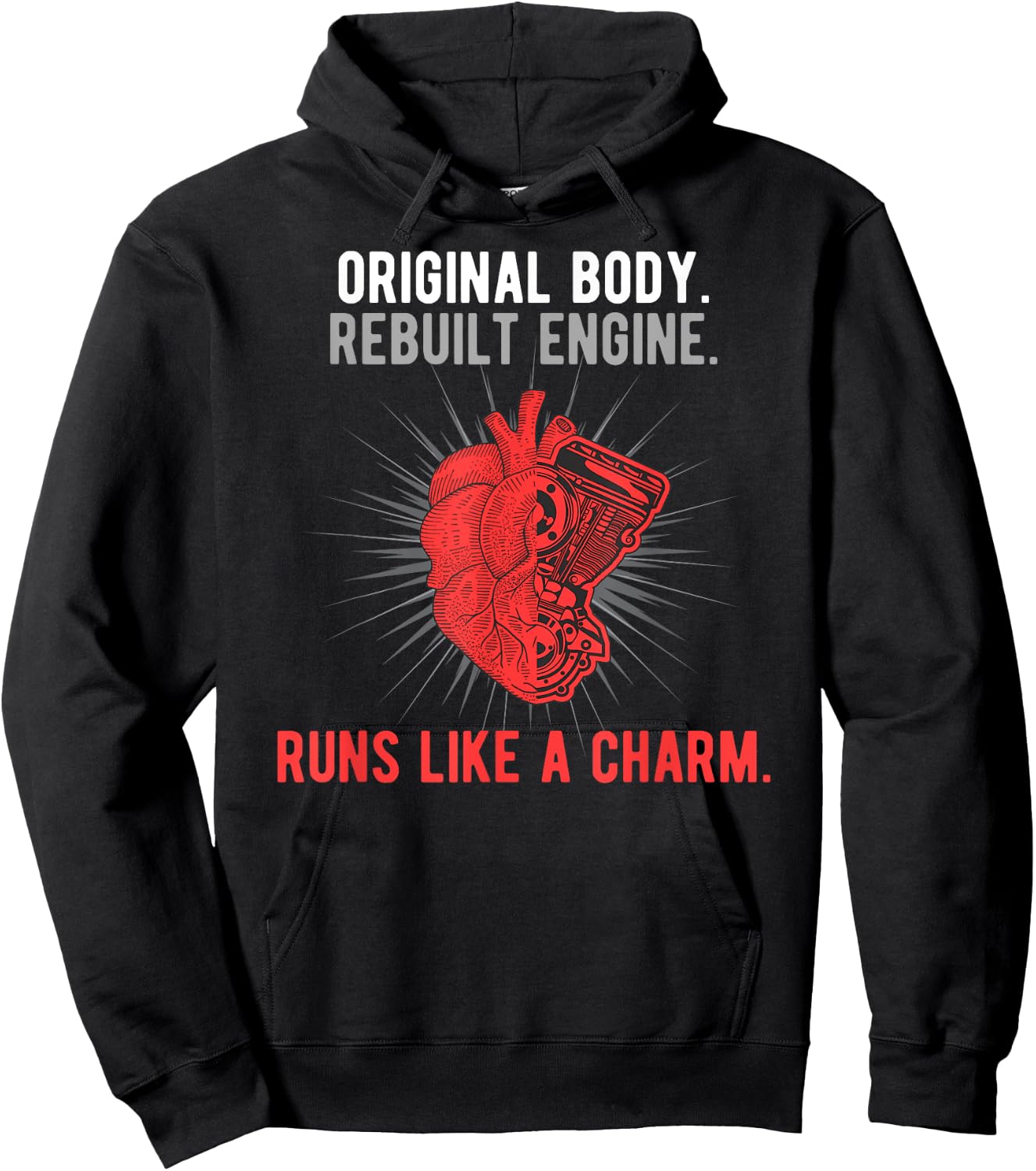 Original Body Rebuilt Engine Runs Like A Charm Hoodie - Hoodie | Black