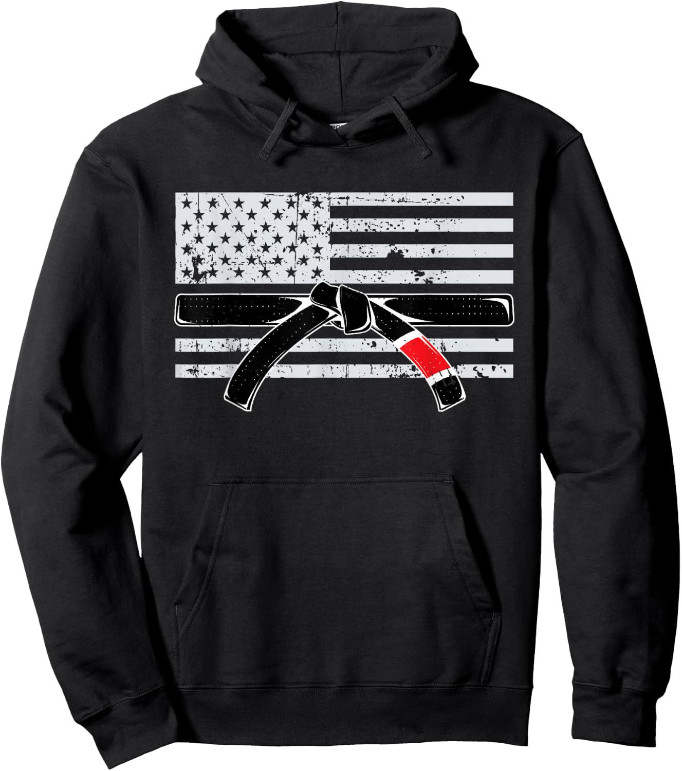 American Flag Jiu Jitsu Black Belt Ranking BJJ Jiujitsu Gift Hoodie - Hoodie | Black