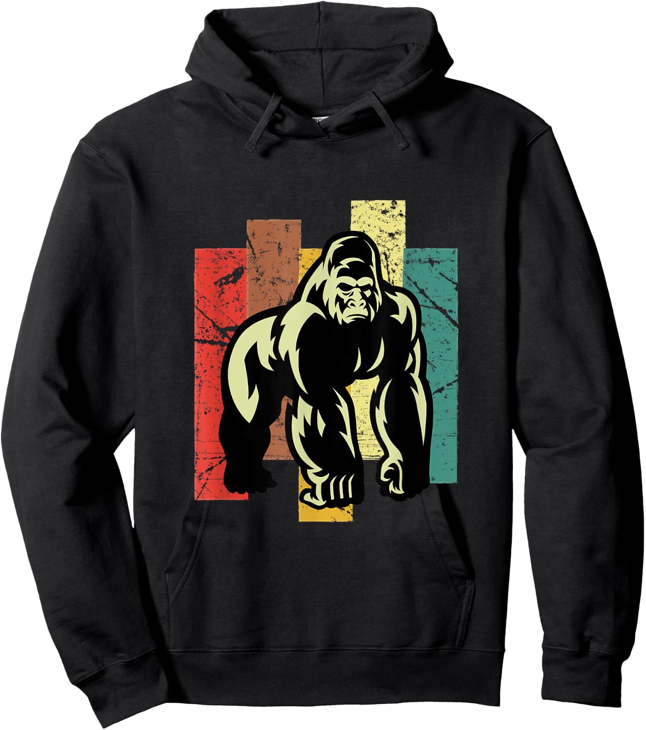 Gorilla Shirt Retro 70s Vintage Animal Lover Art Hoodie - Hoodie | Black