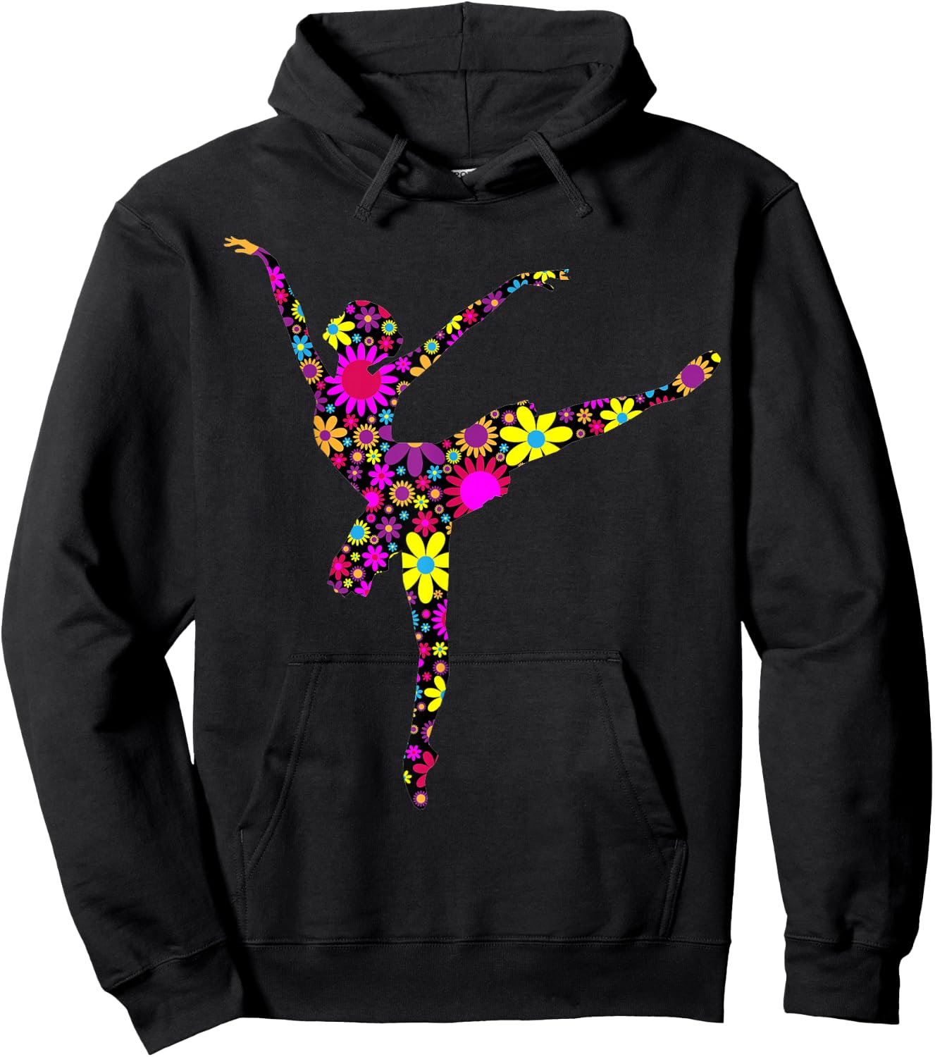 Colorful Flower Ballerina Girl | Gift Ballet Hoodie - Hoodie | Black