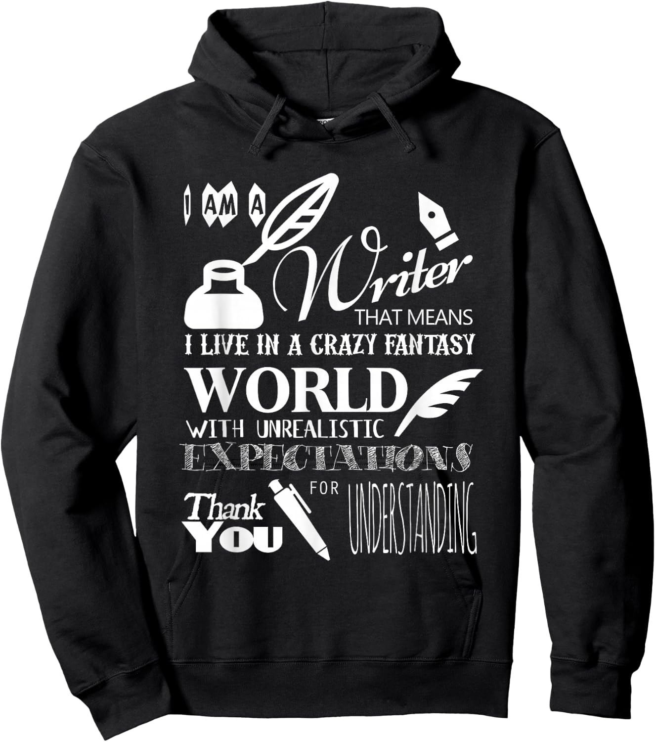 with German Text "Ich bin ein Schriftsteller, der ... Schreiber Hoodie - Hoodie | Black
