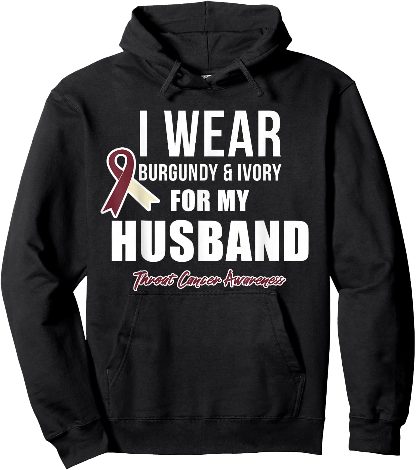 Throat Cancer Awareness Ribbon for my Husband Hoodie - Hoodie | Black