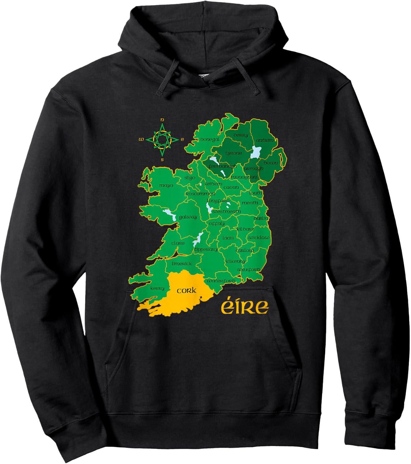 Cork Ireland Eire Irish Travel Guide County Map Hoodie - Hoodie | Black