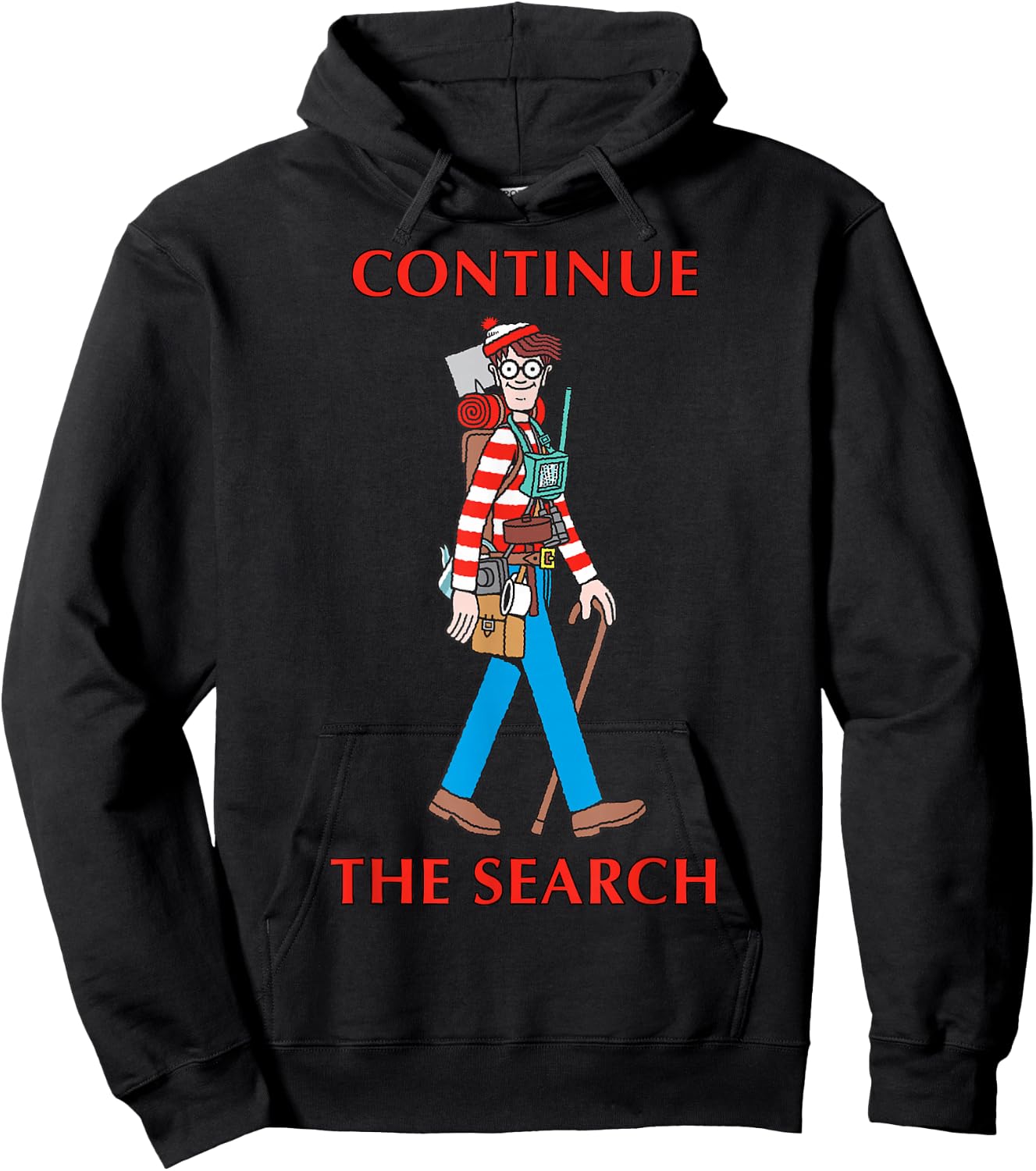 Where's Waldo Continue The Search Portrait Graphic Hoodie - Hoodie | Black