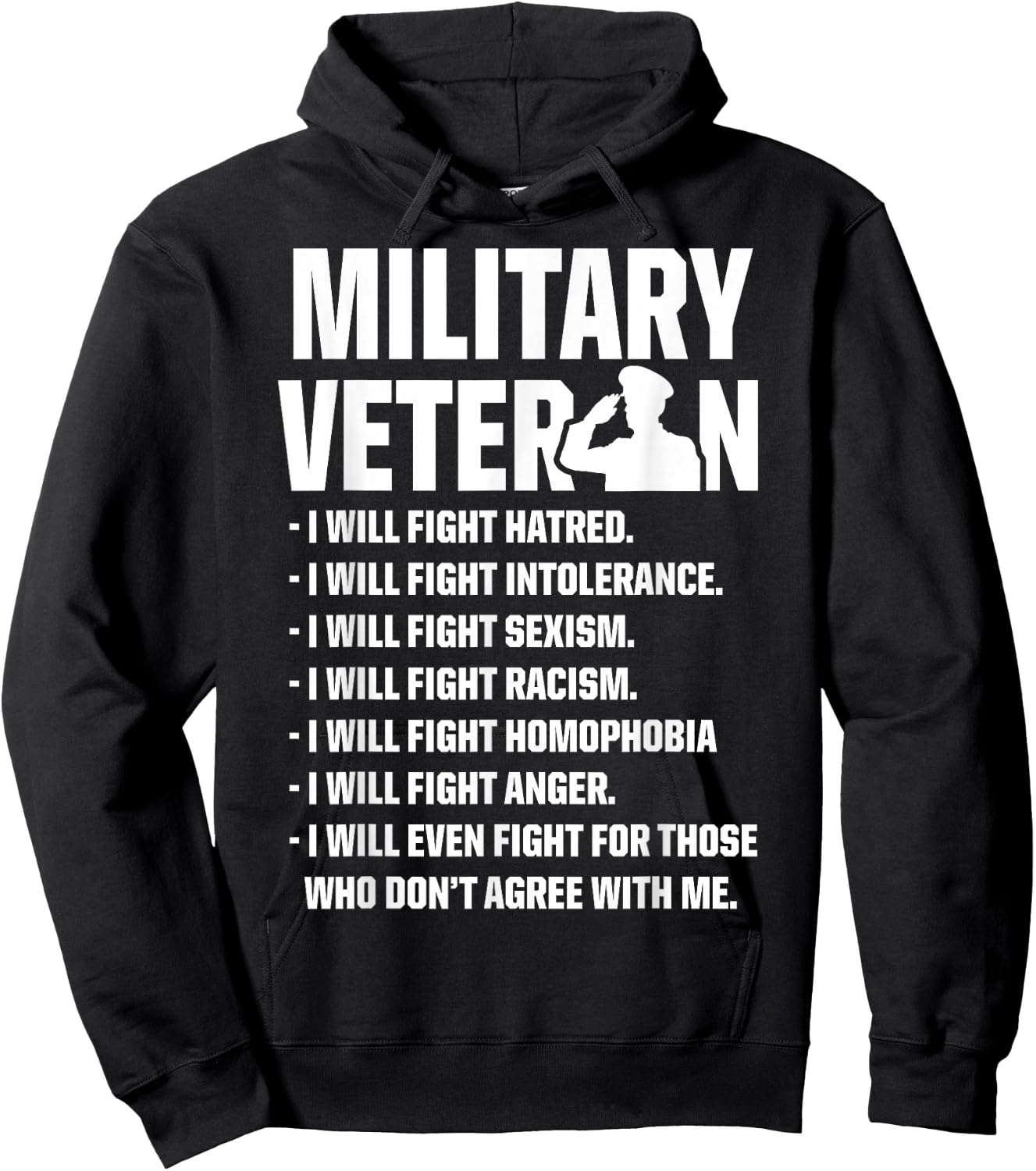 Military Veterans Against Trump 2020 Fight USA Election Hoodie - Hoodie | Black
