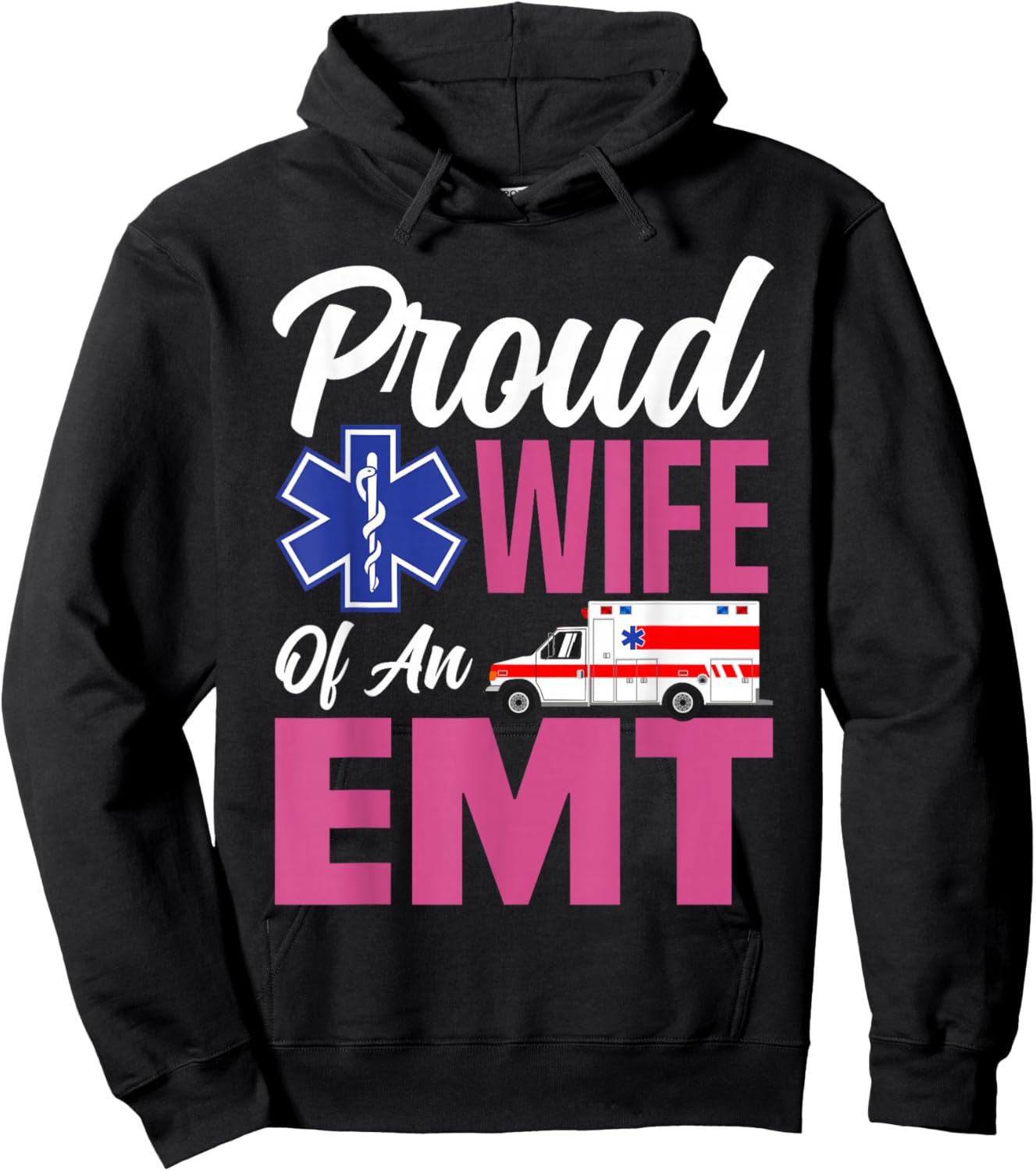 EMT Wife Proud Wife of an EMT Hoodie - Hoodie | Black