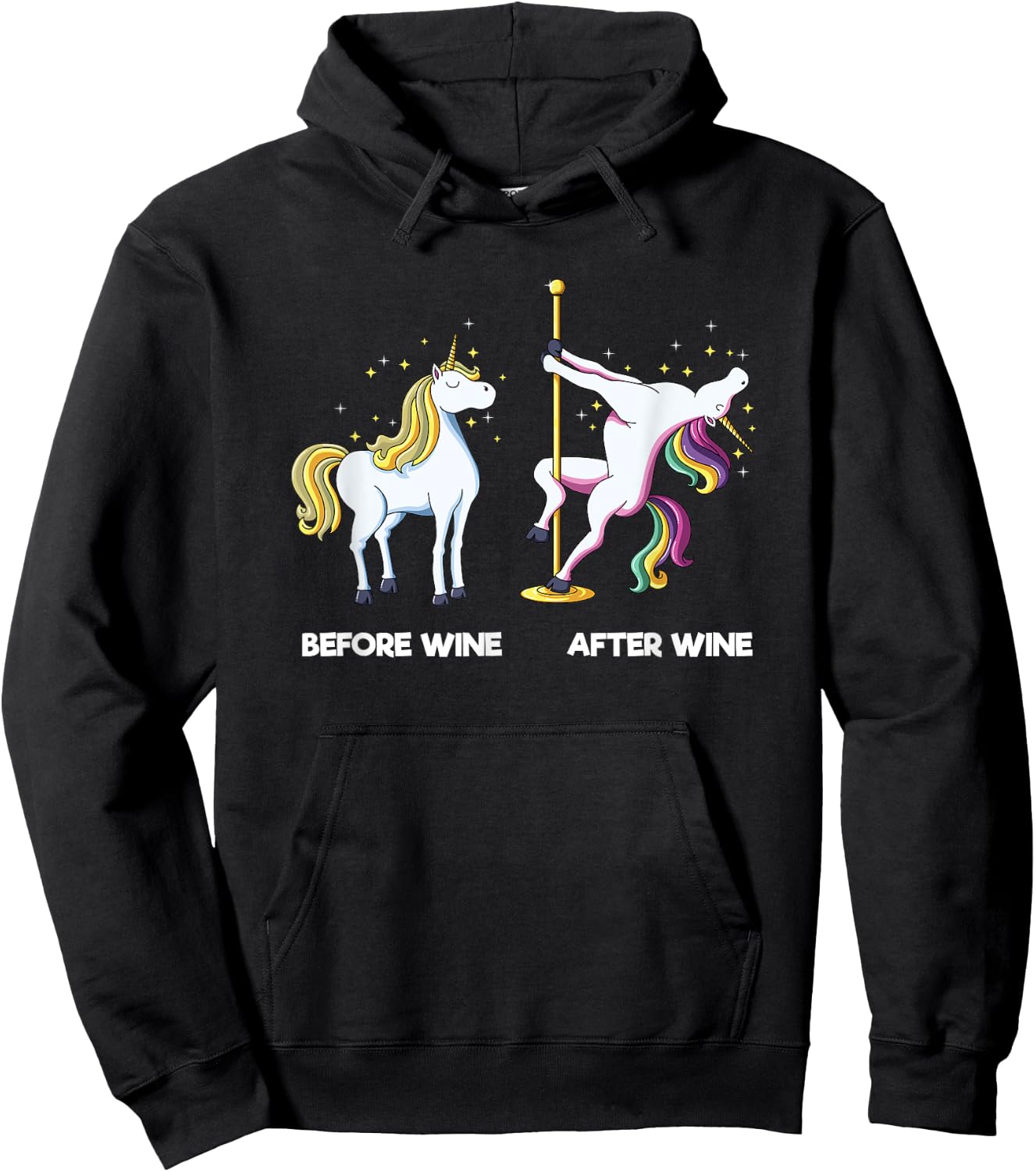 Funny Unicorn Before Wine After Wine design Dancing Pole Hoodie - Hoodie | Black