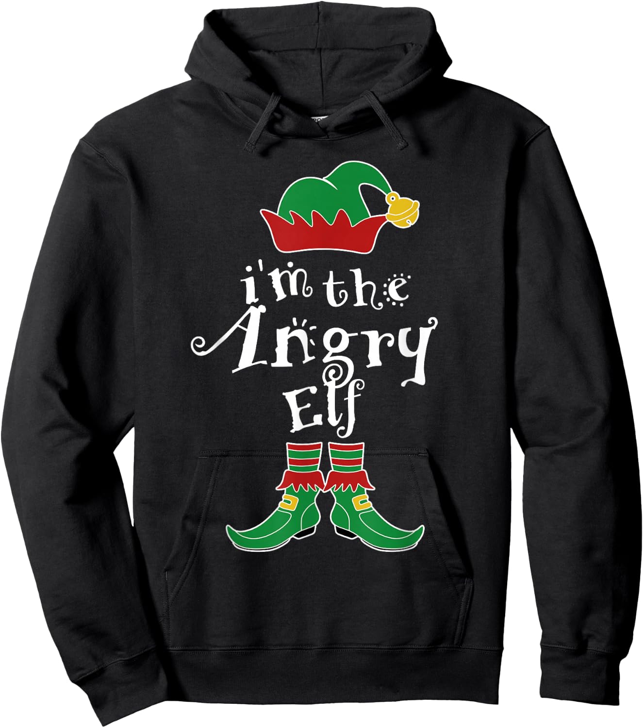 I'm The Angry Elf Family Matching Funny Hoodie - Hoodie | Black