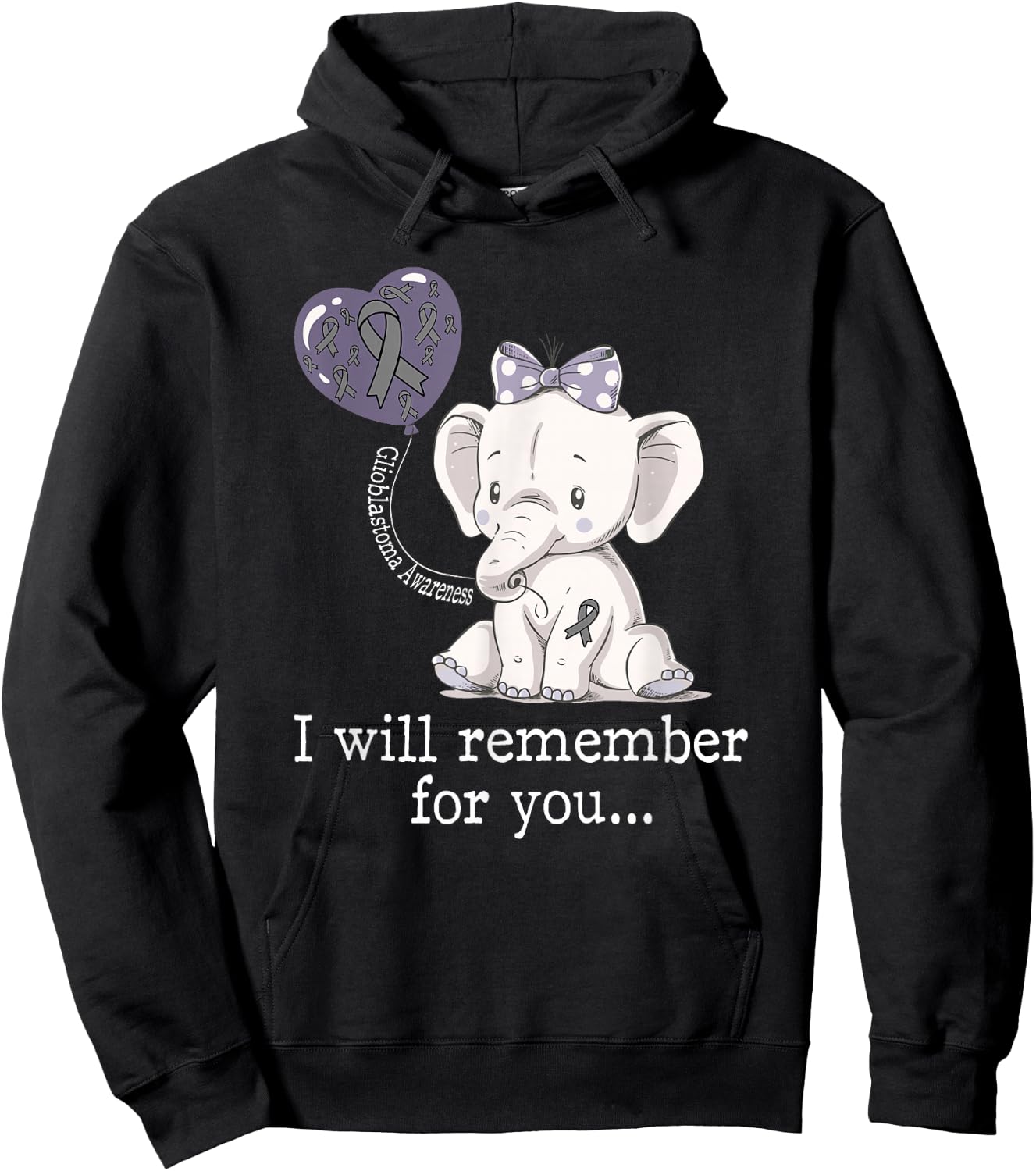 Glioblastoma Awareness Elephant Hoodie - Hoodie | Black