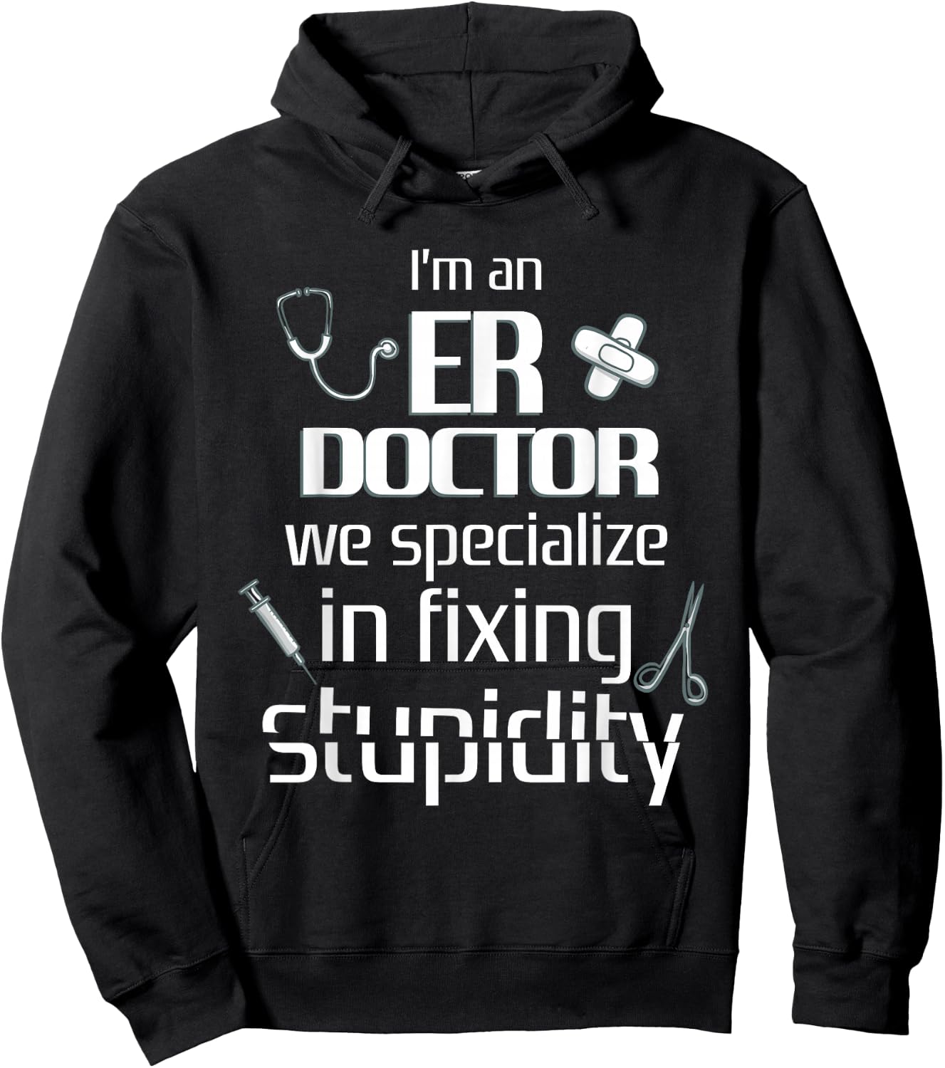 ER Emergency Room Doctor Funny Resident Intern Hoodie - Hoodie | Black