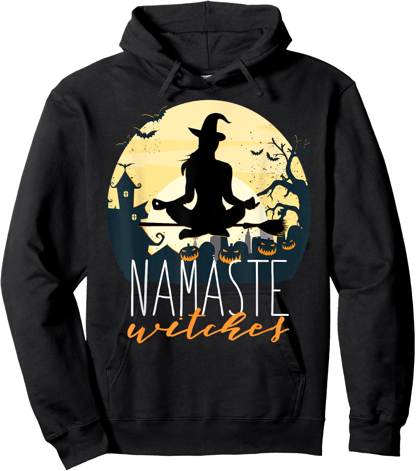 NAMASTE WITCHES Halloween Funny Yoga Witch Meme Hoodie - Hoodie | Black