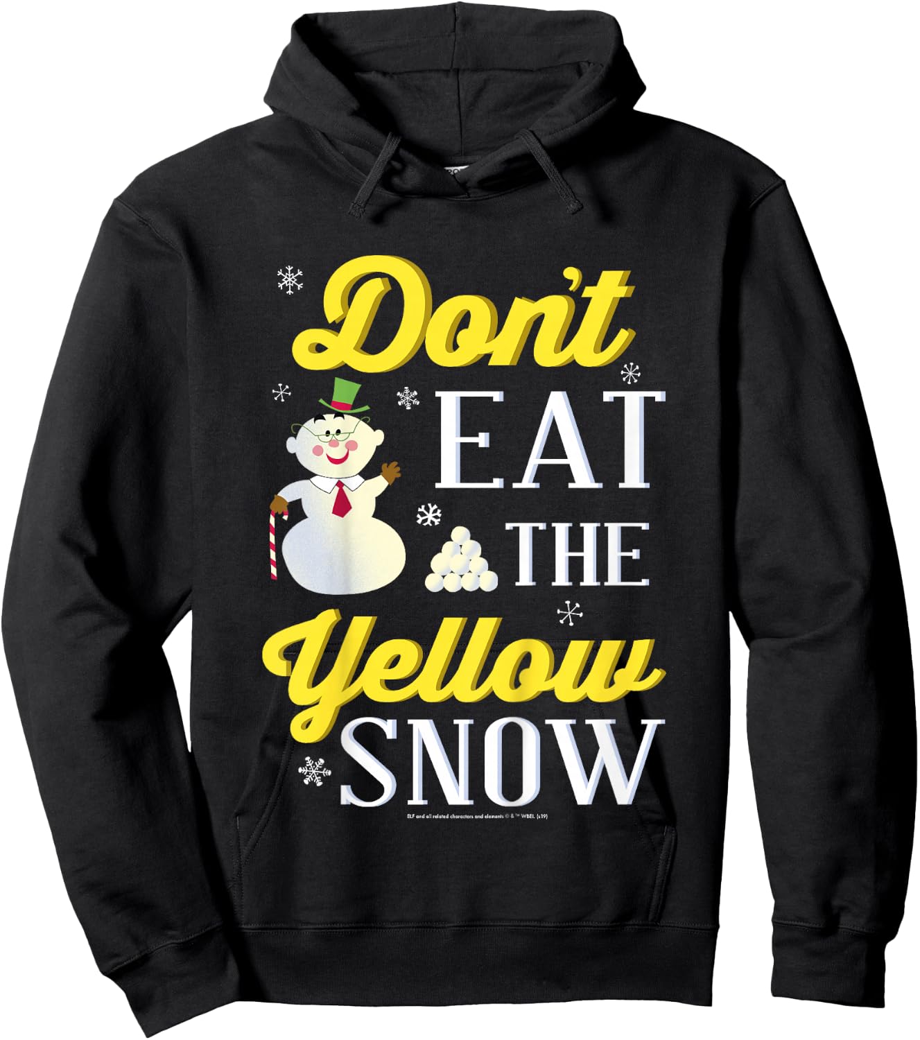 Kids Elf Snowman Don't Eat The Yellow Snow Text Poster Hoodie - Hoodie | Black