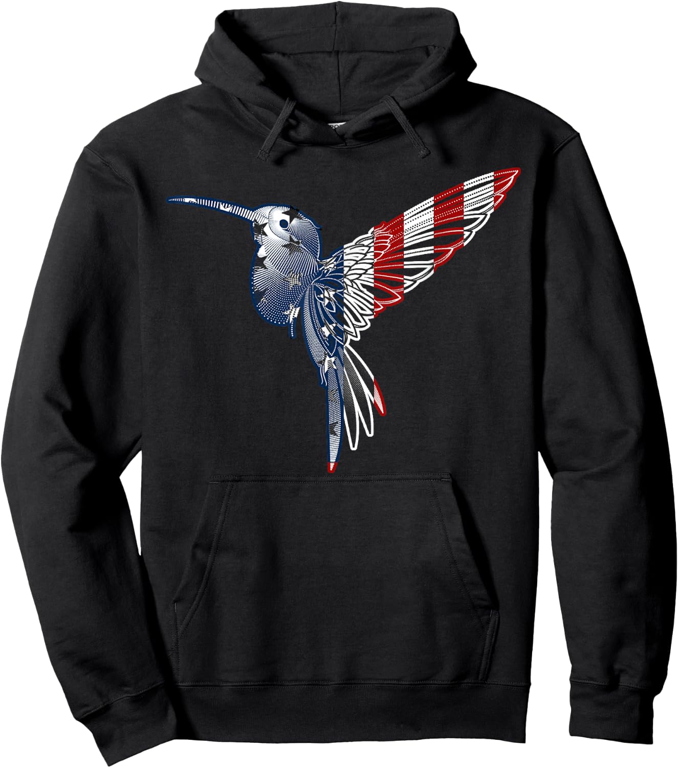 USA American Flag Dot Art Cute Bird Hummingbird 4th of July Hoodie - Hoodie | Black