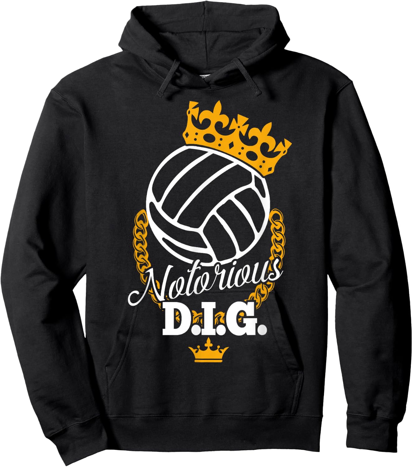Funny Vollyball Team - Notorious DIG Crown Pun Hoodie - Hoodie | Black