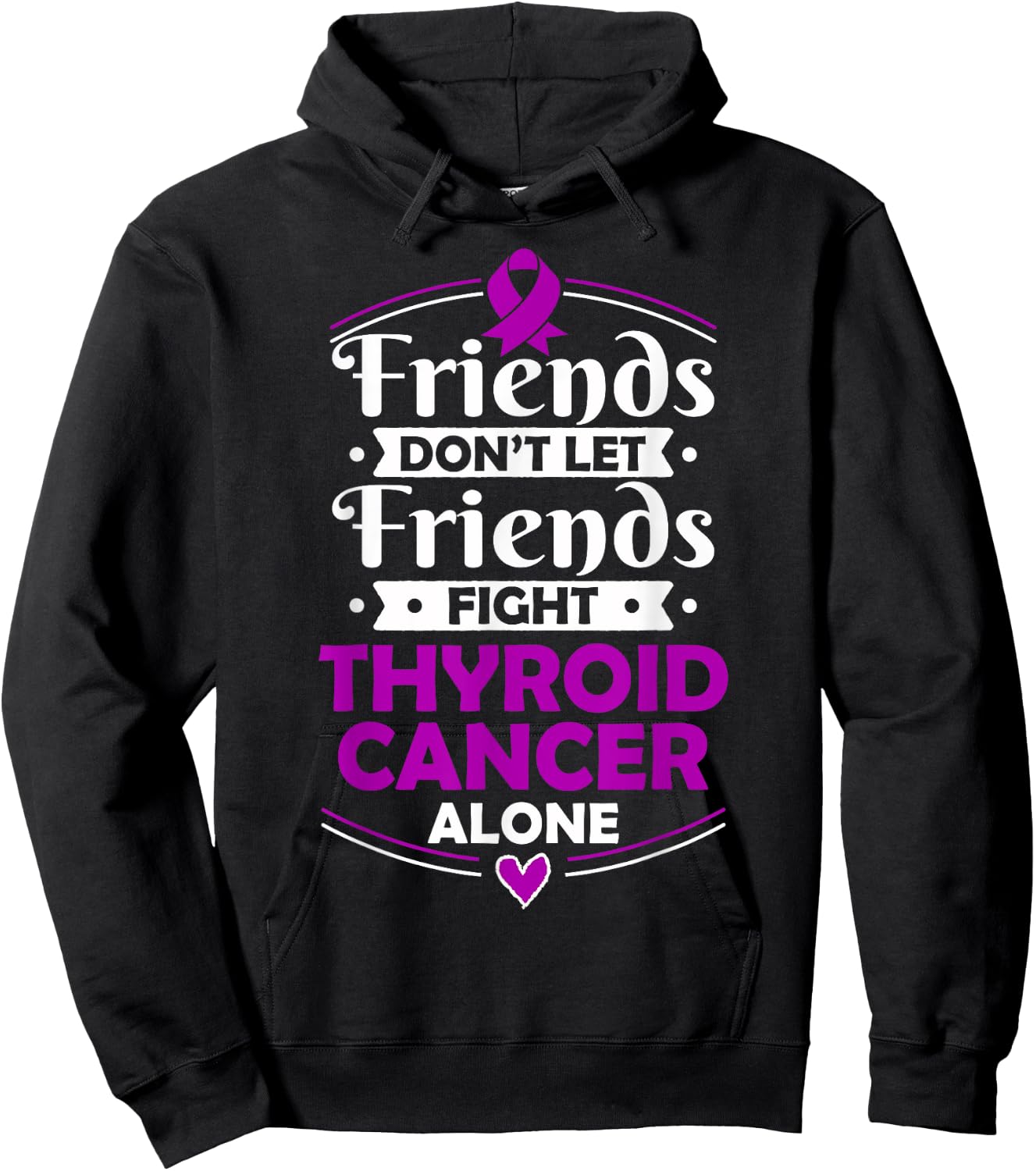 Purple Awareness Ribbon - Gift Thyroid Cancer Patients Hoodie - Hoodie | Black